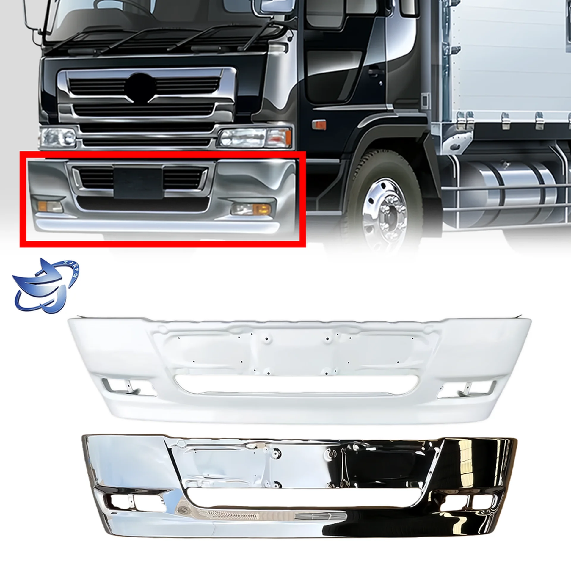 240CM Chrome / White Metal Bumper for Hino Profia