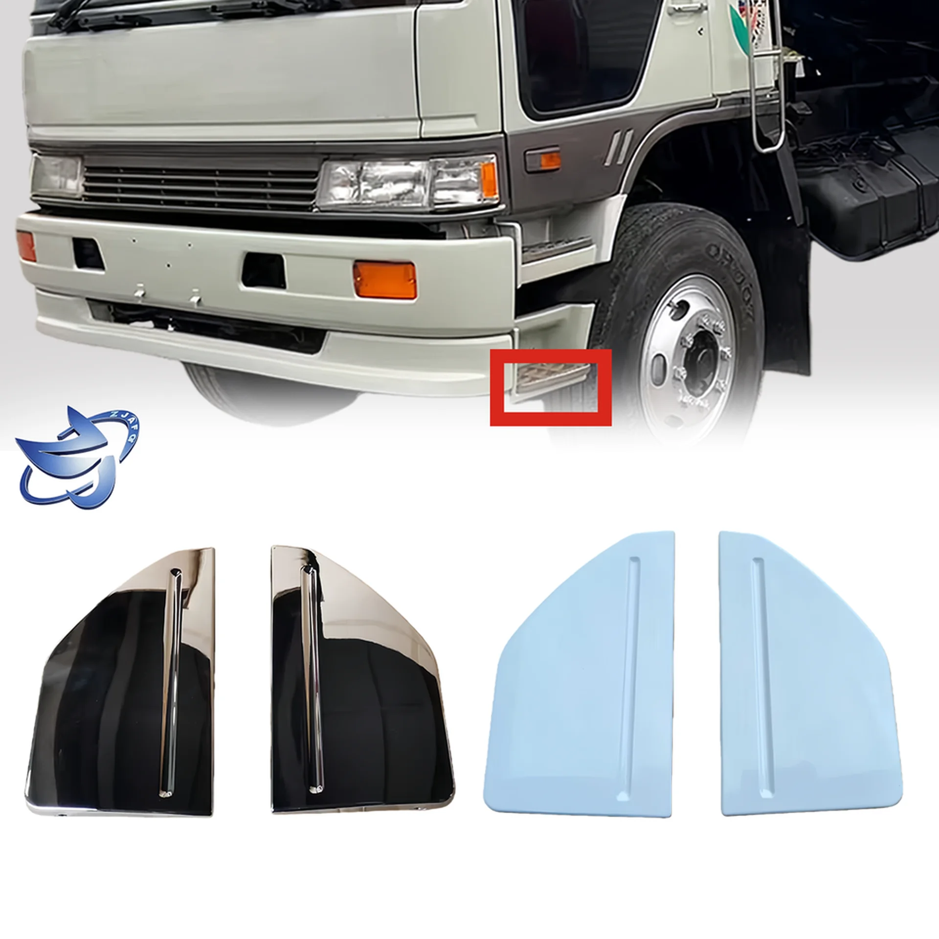 Chrome / White Plastic Step Panel for Hino FM3M / FM2K