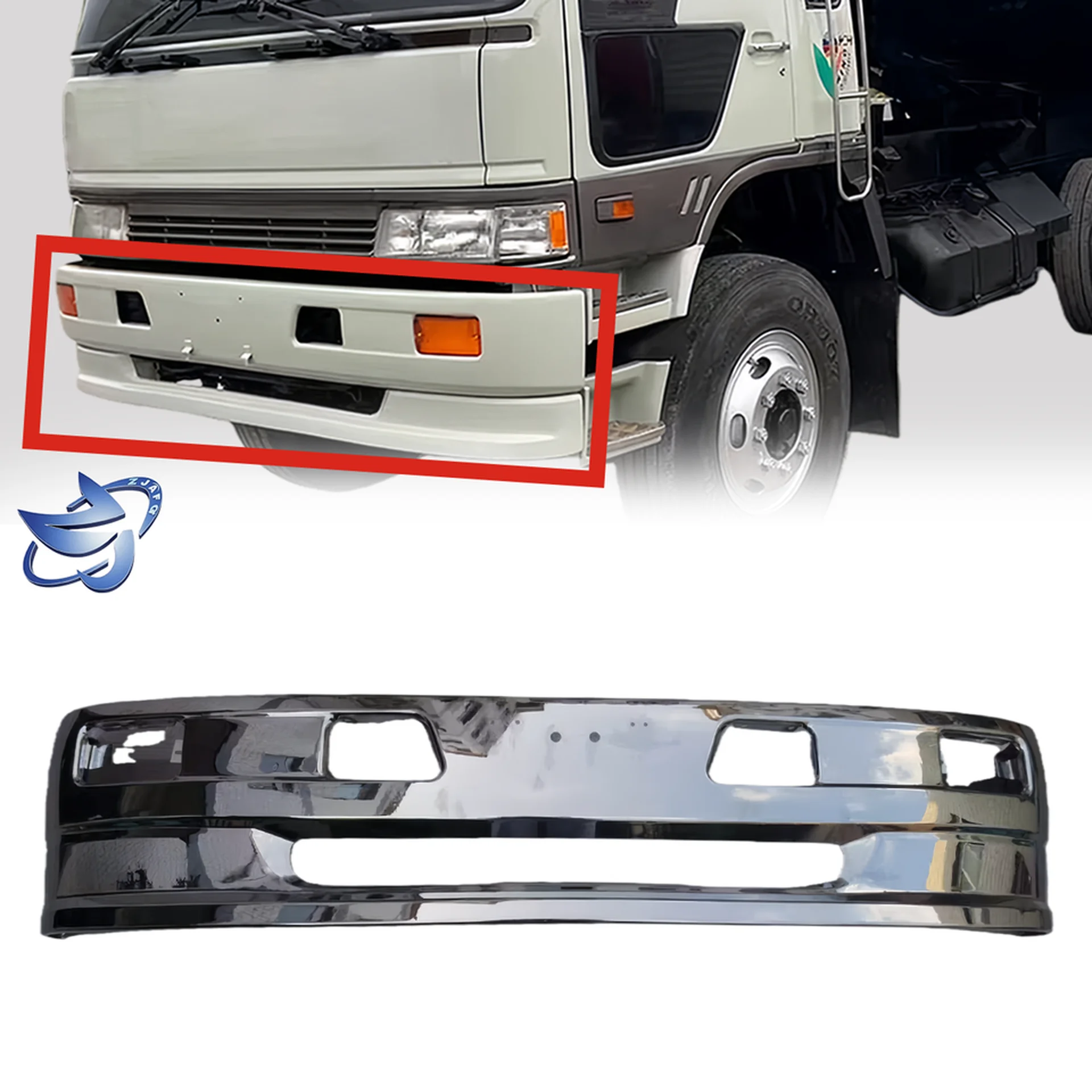 225CM Chrome / White Metal Bumper for Hino FM3M / FM2K
