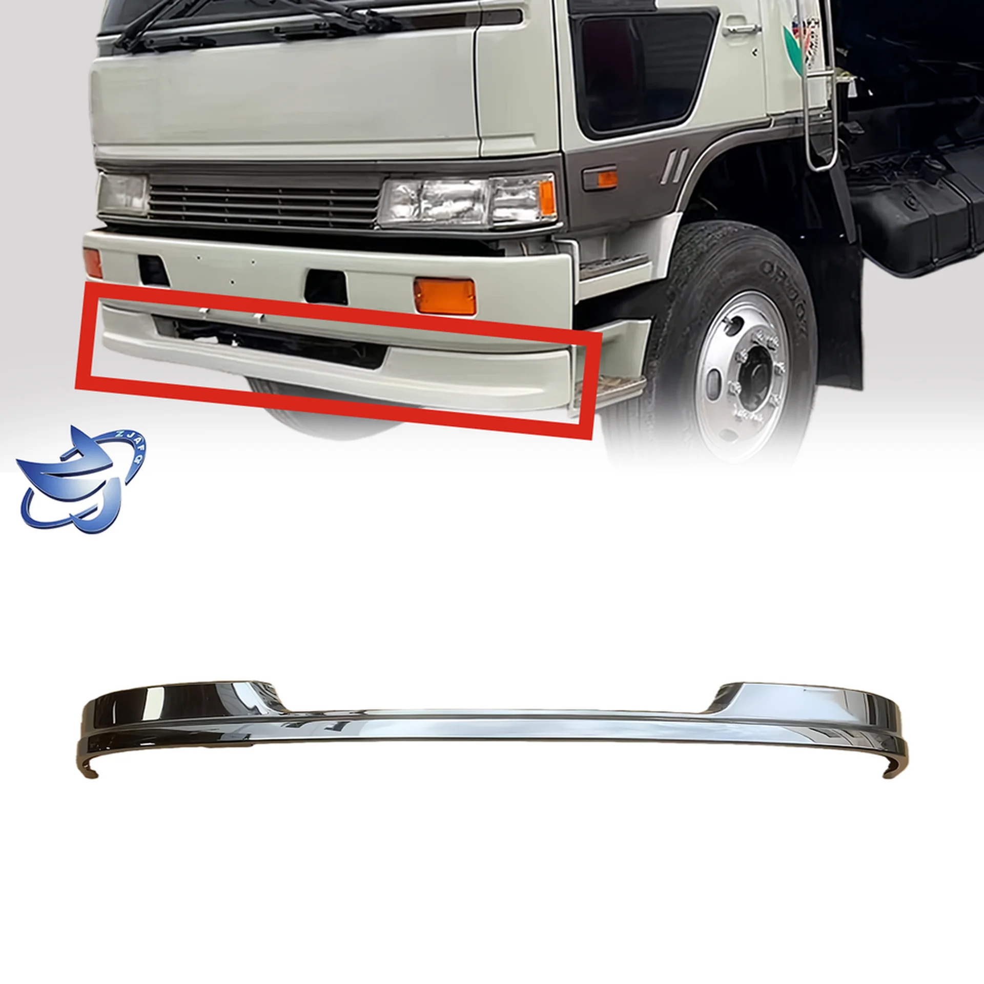 Chrome / White Metal Bumper for Hino FM3M / FM2K