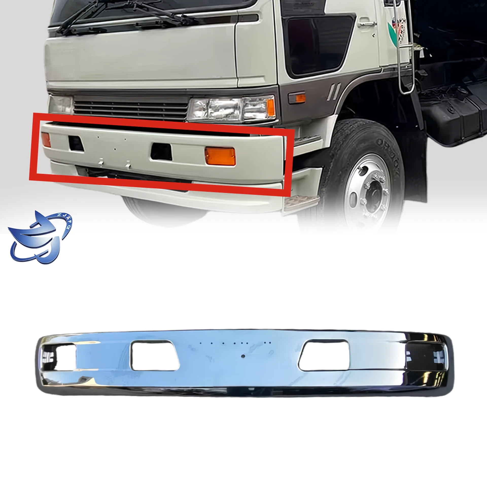 225*205CM Chrome / White Metal Bumper for Hino FM3M / FM2K