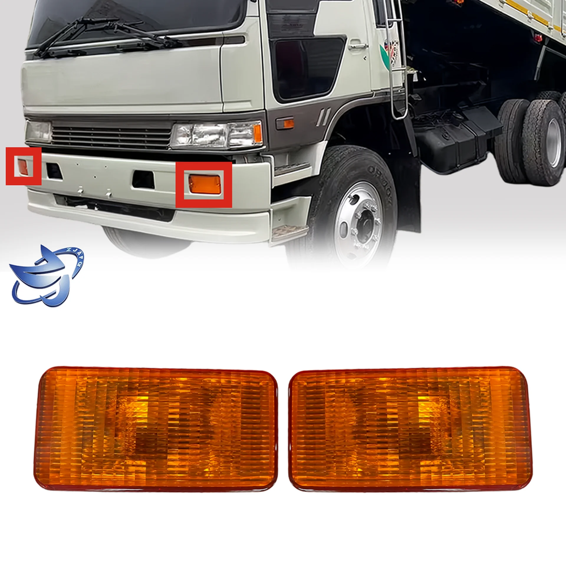 19*9.5CM White / Yellow Plastic Fog Lamp for Hino FM3M / FM2K