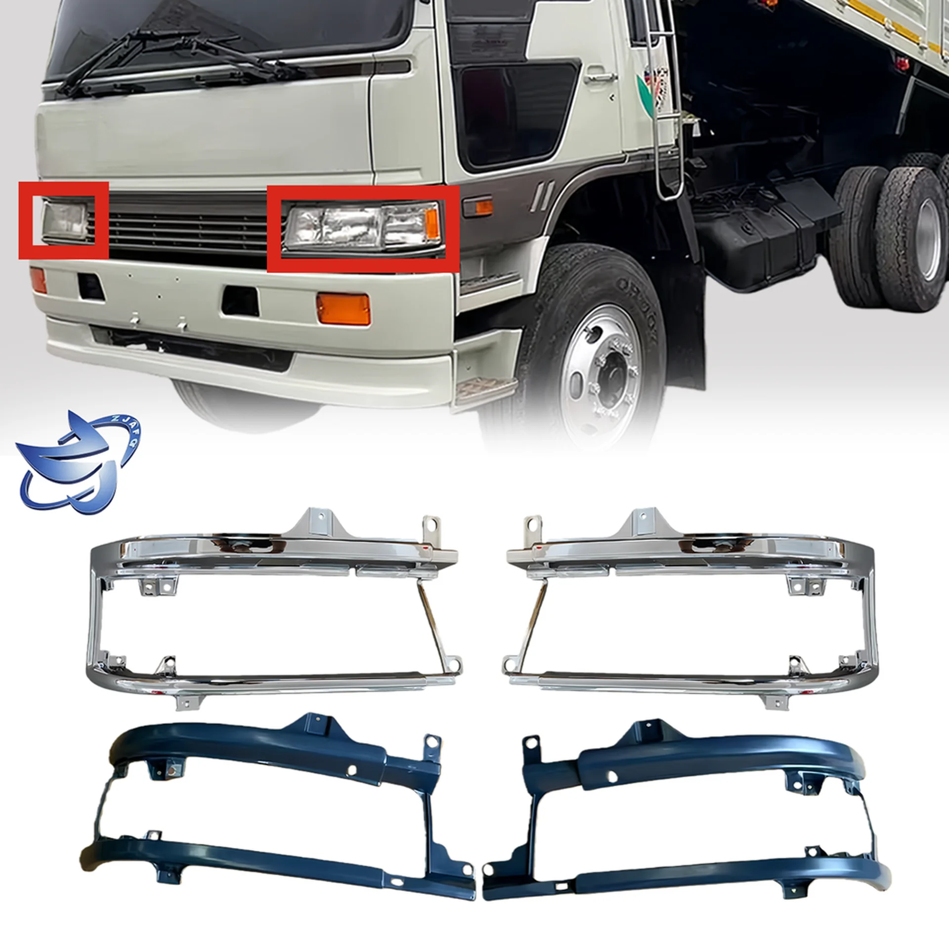 Chrome / Black Plastic Head Lamp for Hino FM3M / FM2K