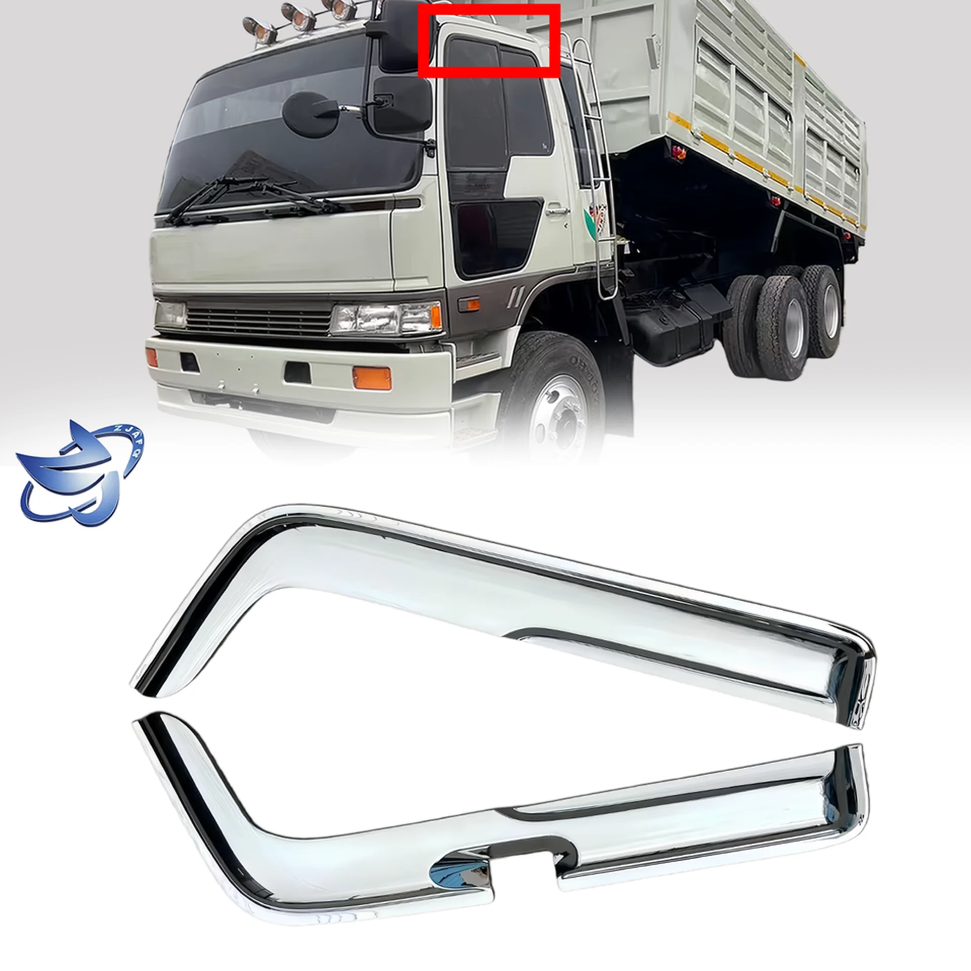 94CM Chrome / Black Plastic Rain Shield / Visor for Hino FM3M / FM2K