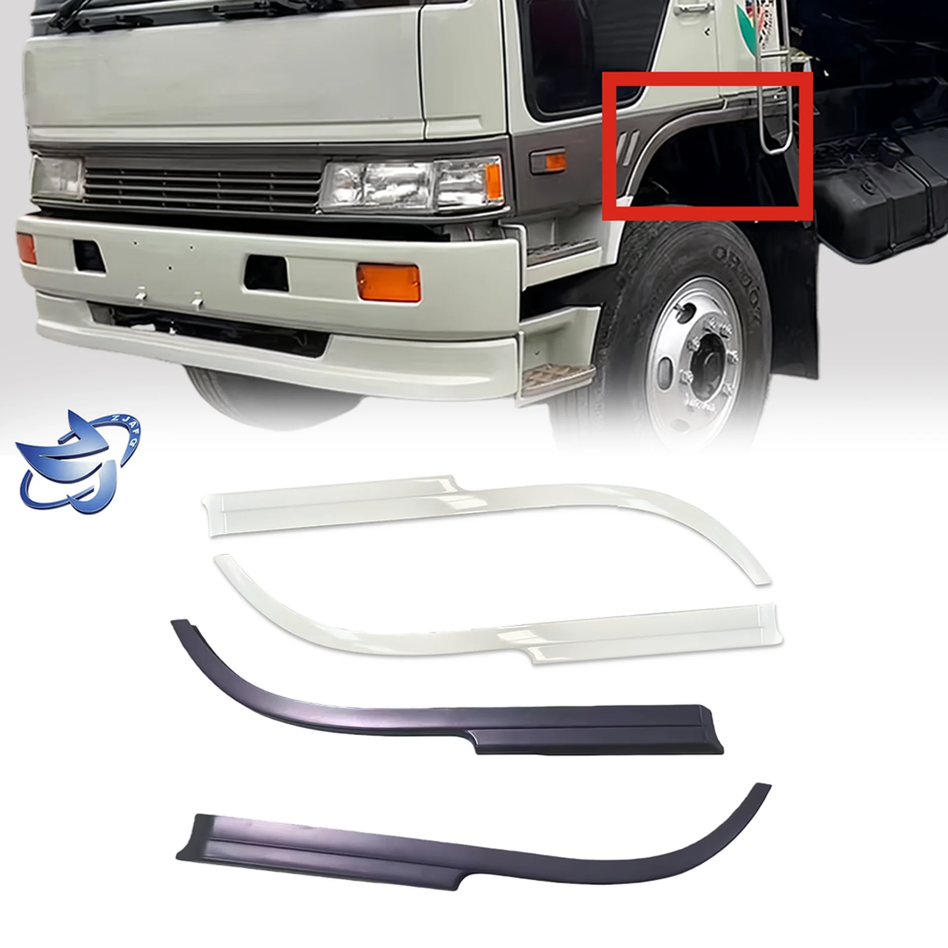 Chrome / Black Plastic Fender / Mud Flap for Hino FM3M / FM2K