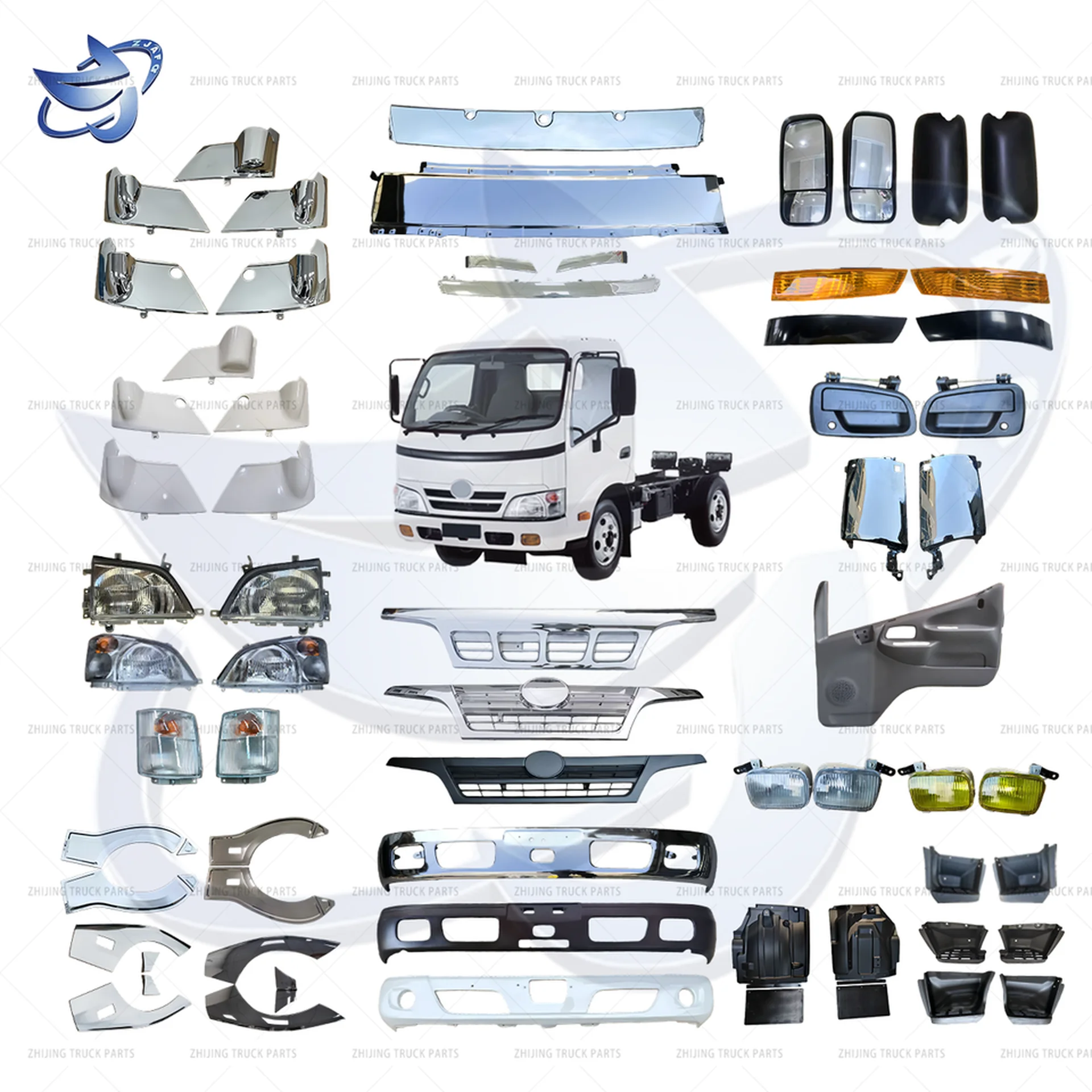 Chrome / Black Plastic / Metal Fender / Mud Flap for Hino 300 Dutro