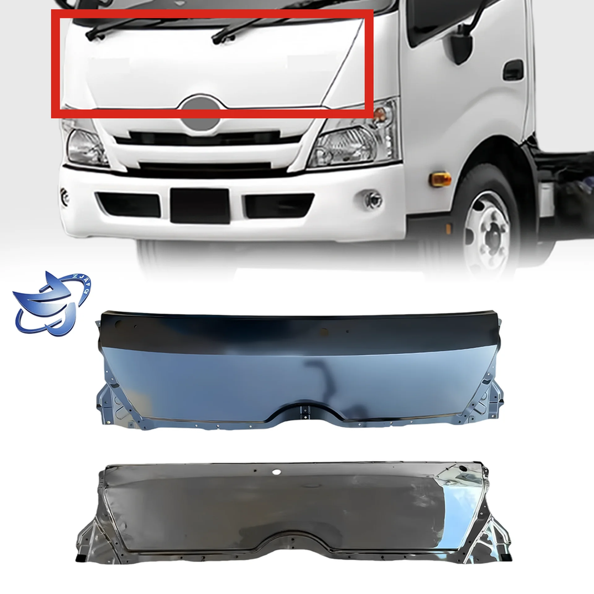 170CM Chrome / Black Metal Front Panel / Garnish for Hino 300 Dutro
