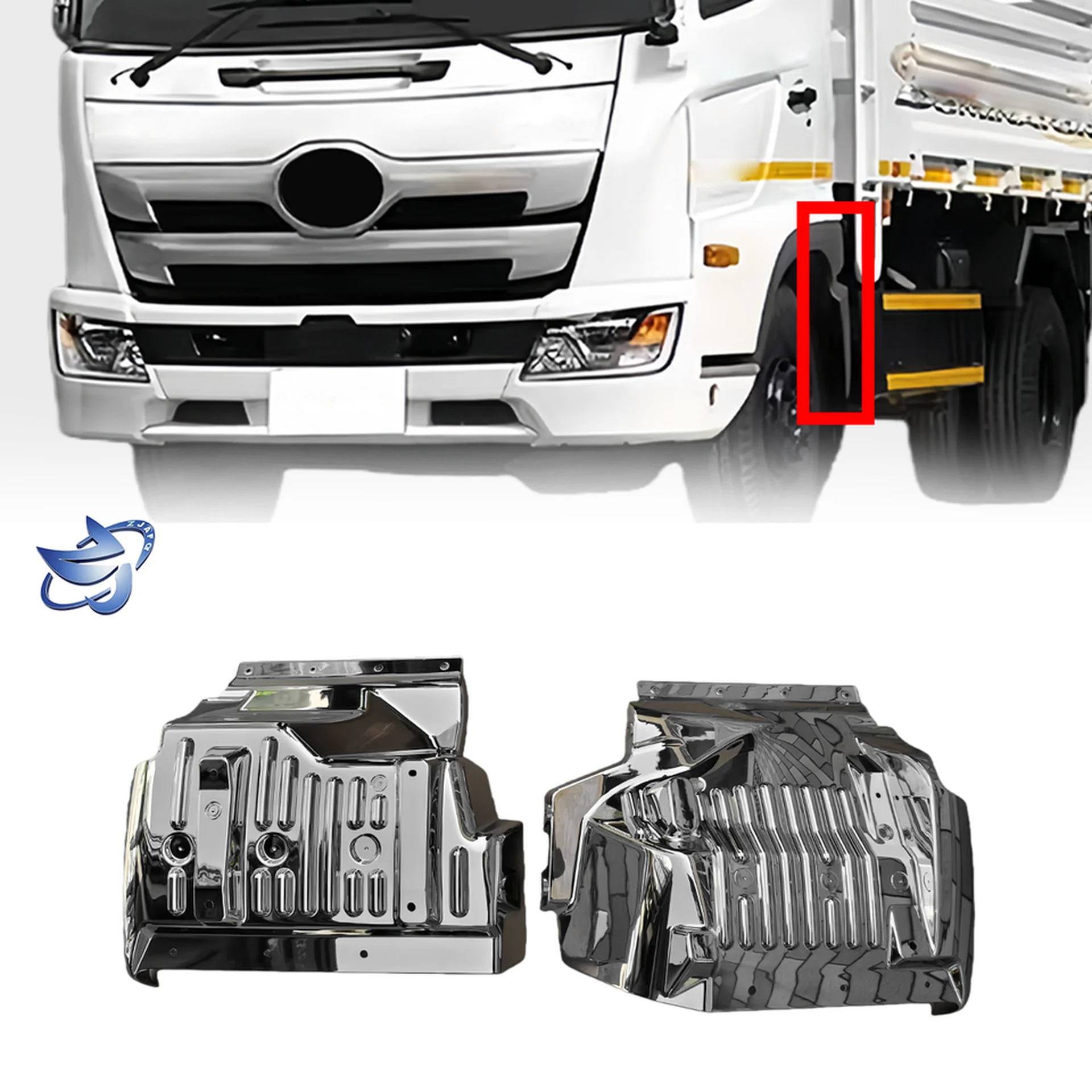Chrome / Black Plastic Fender / Mud Flap for Hino Dominator 500 / New 500
