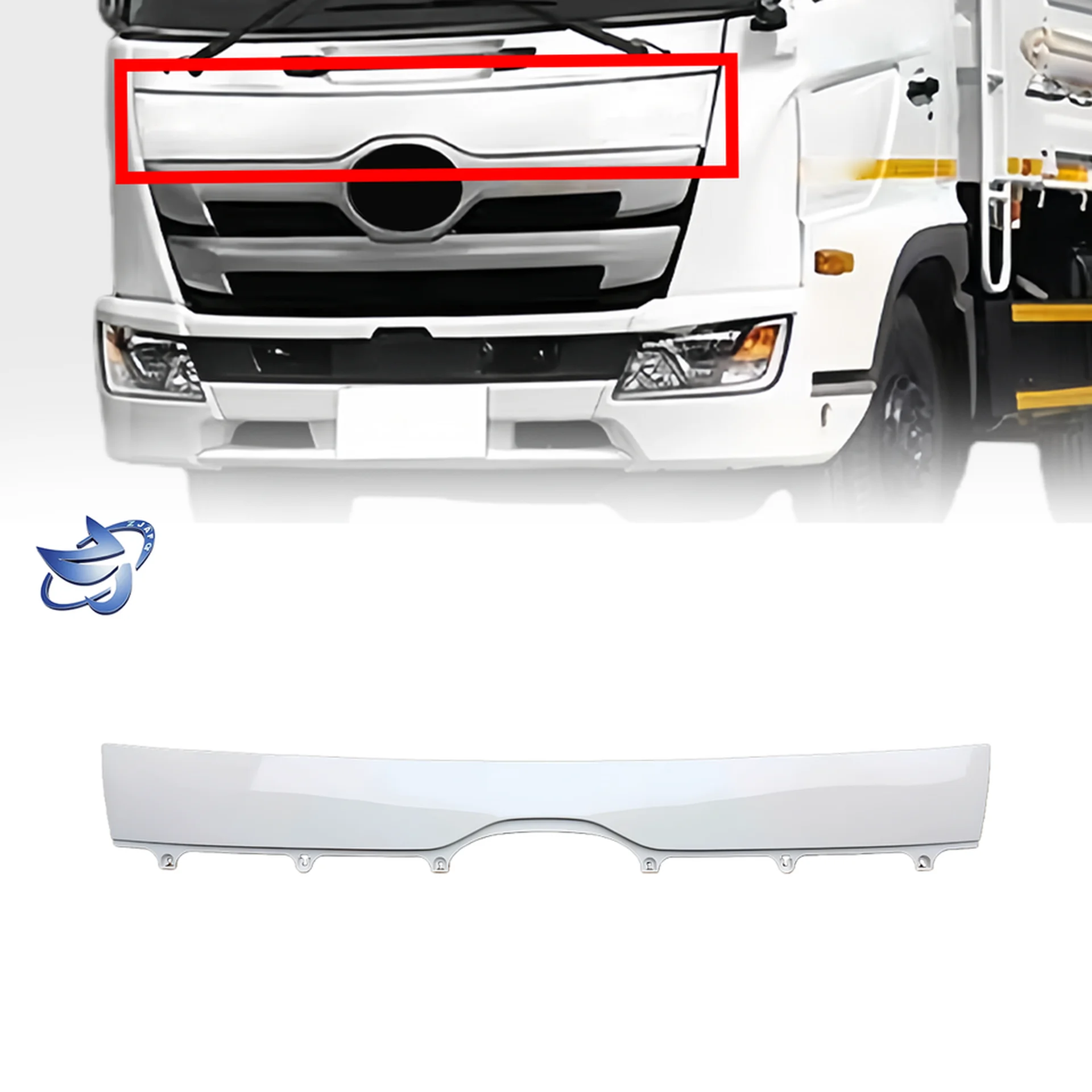 Chrome / White Plastic Front Panel / Garnish for Hino Dominator 500 / New 500