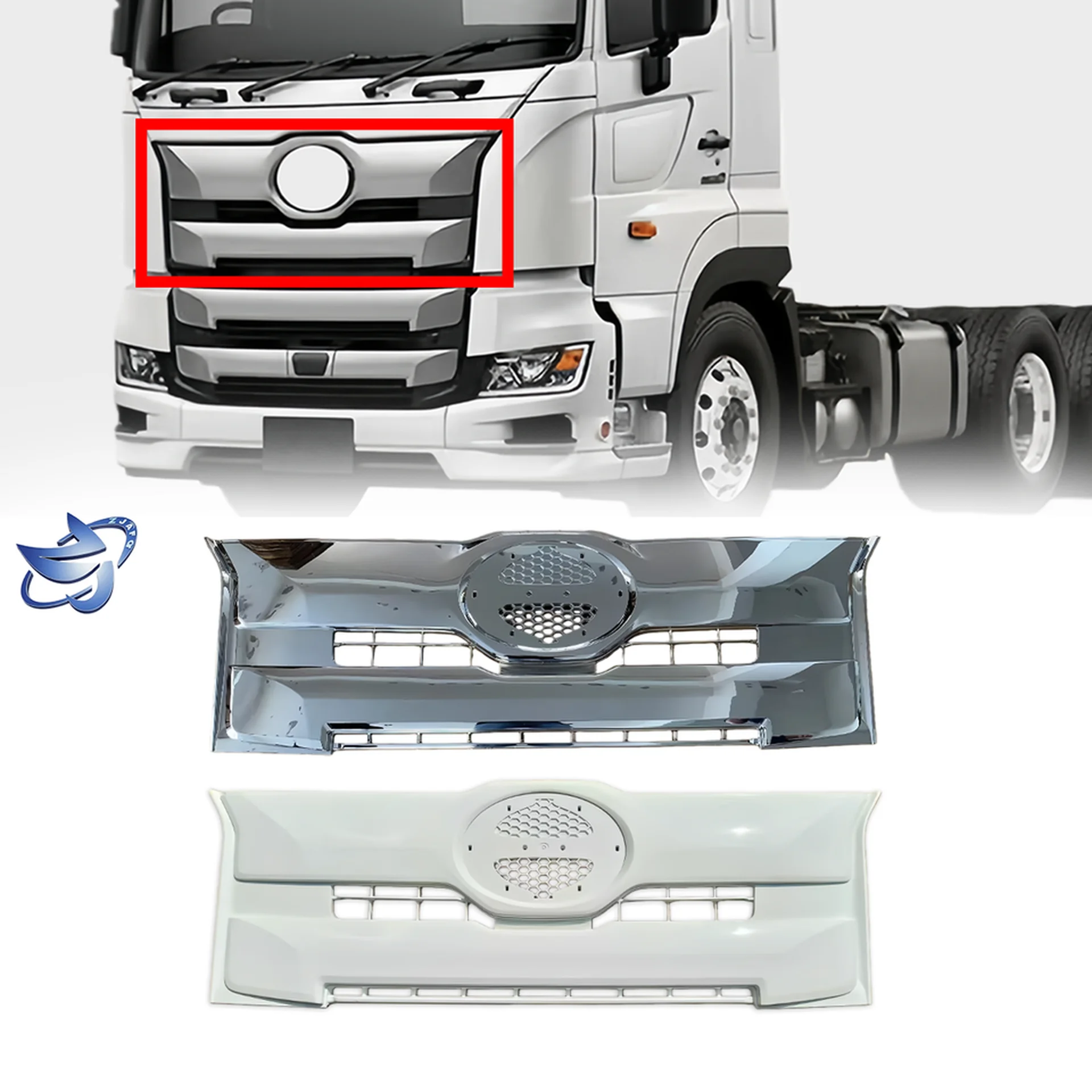 Chrome / White Plastic Grille for Hino New Mega 700