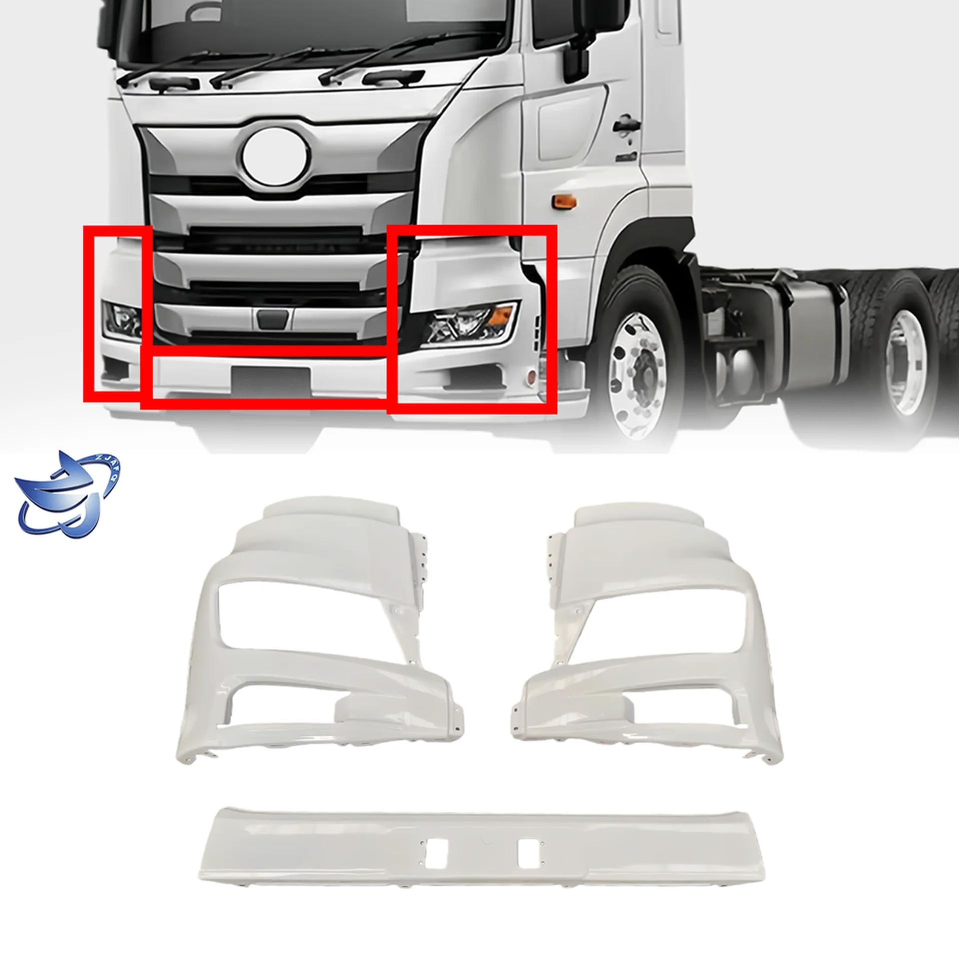 Chrome / White Plastic / Metal Head Lamp for Hino New Mega 700