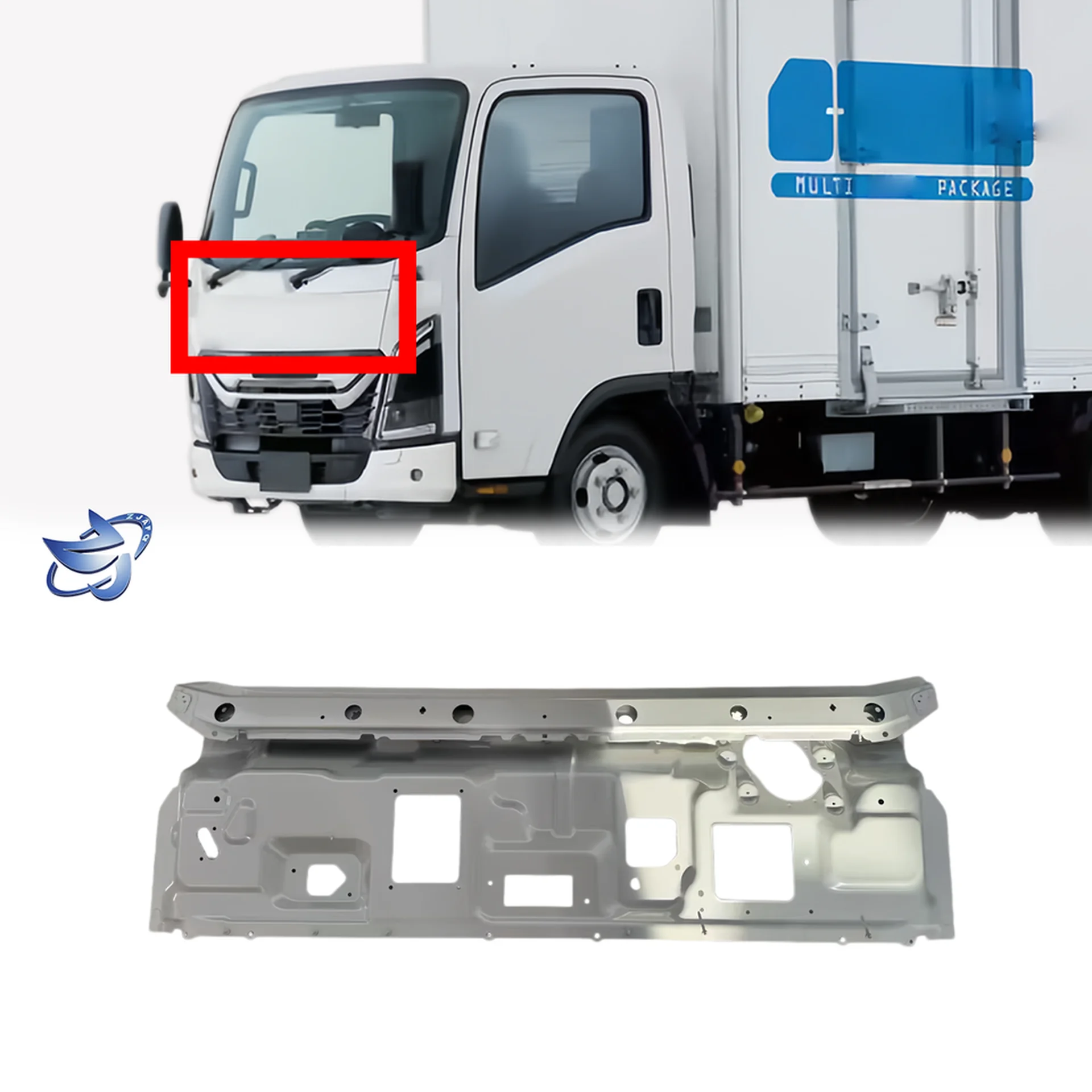 Gray Plastic / Metal Front Panel / Garnish for Isuzu New Elf 2023
