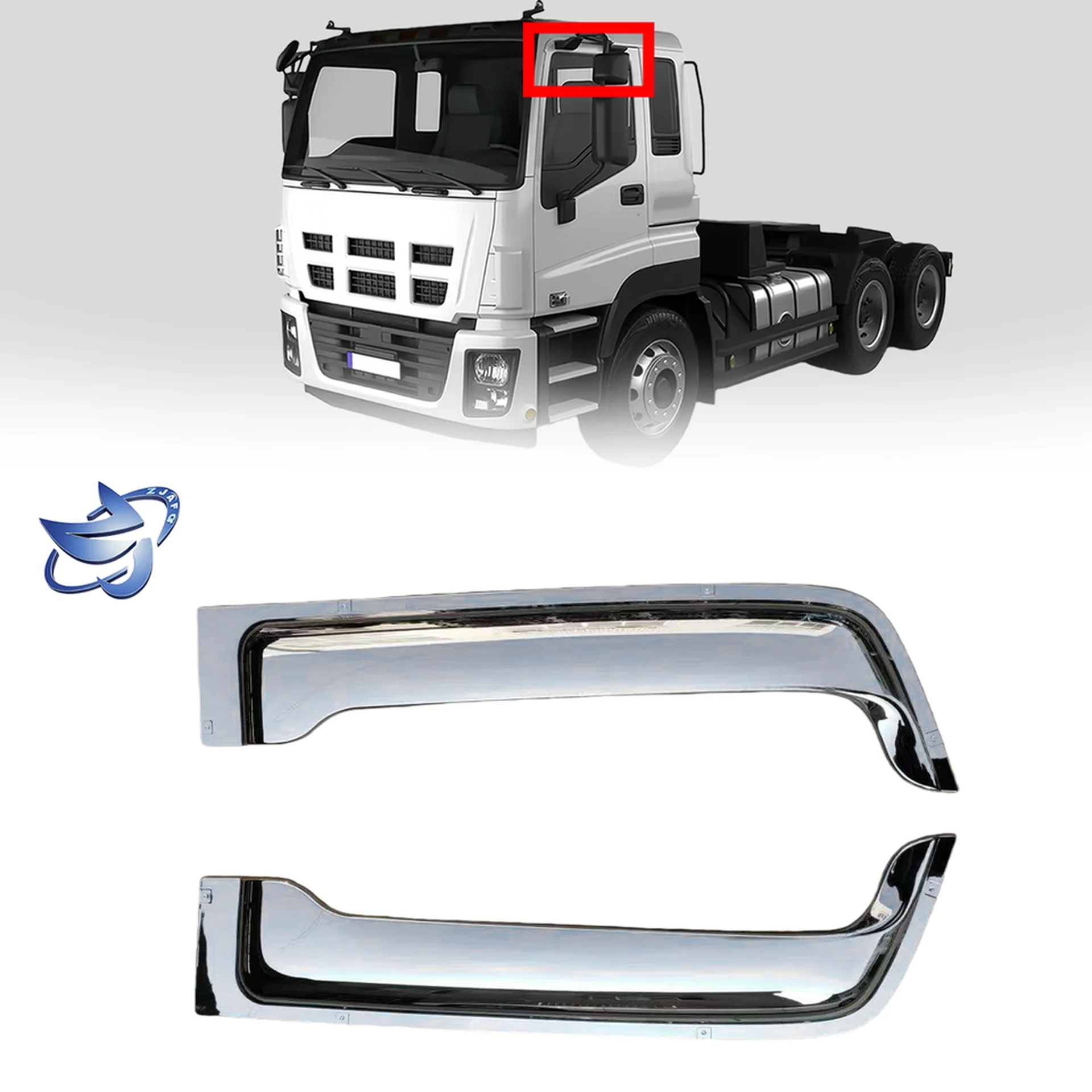 Chrome / Black Plastic Rain Shield / Visor for Isuzu Giga 2010-2012