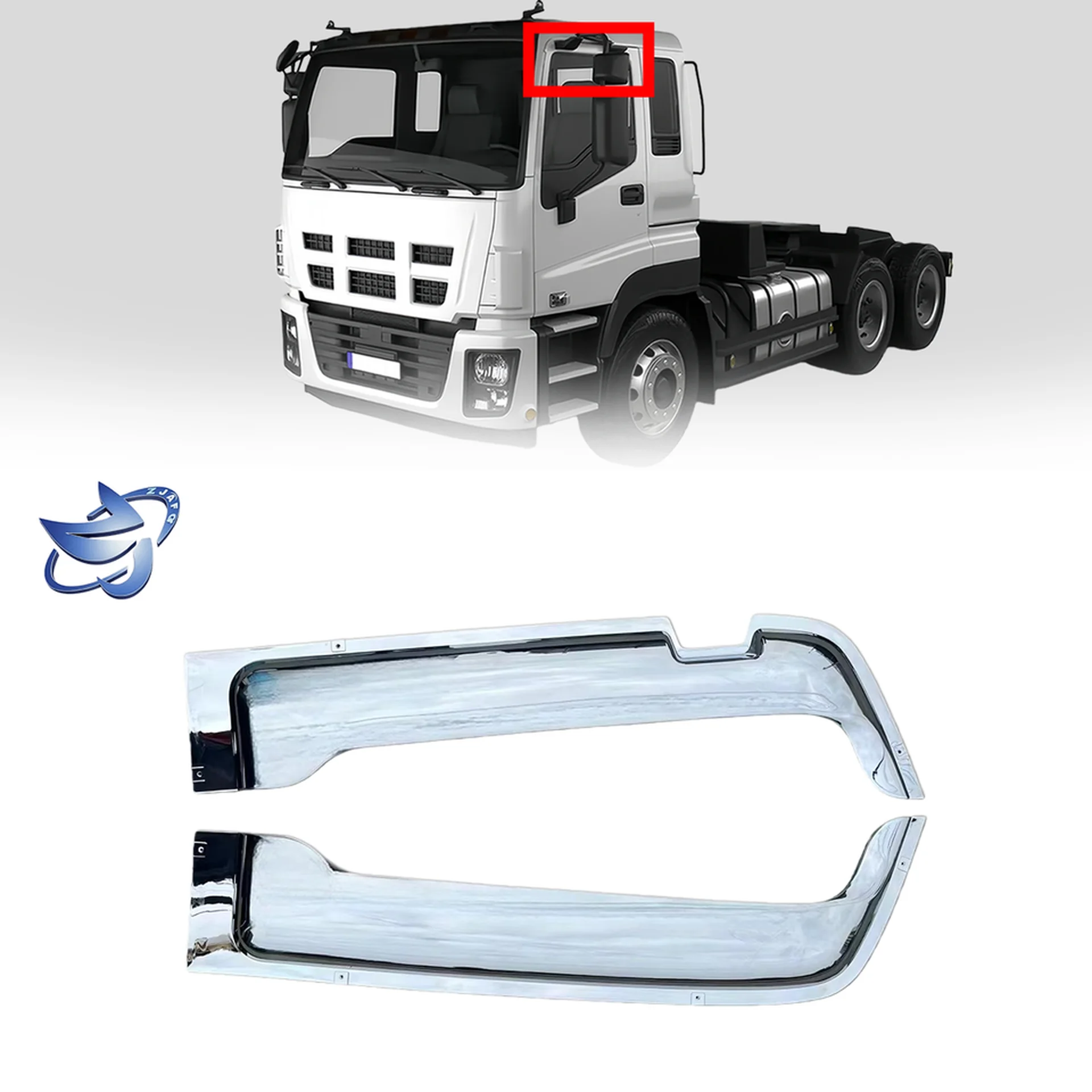 Chrome Plastic Rain Shield / Visor for Isuzu Giga 2010-2012