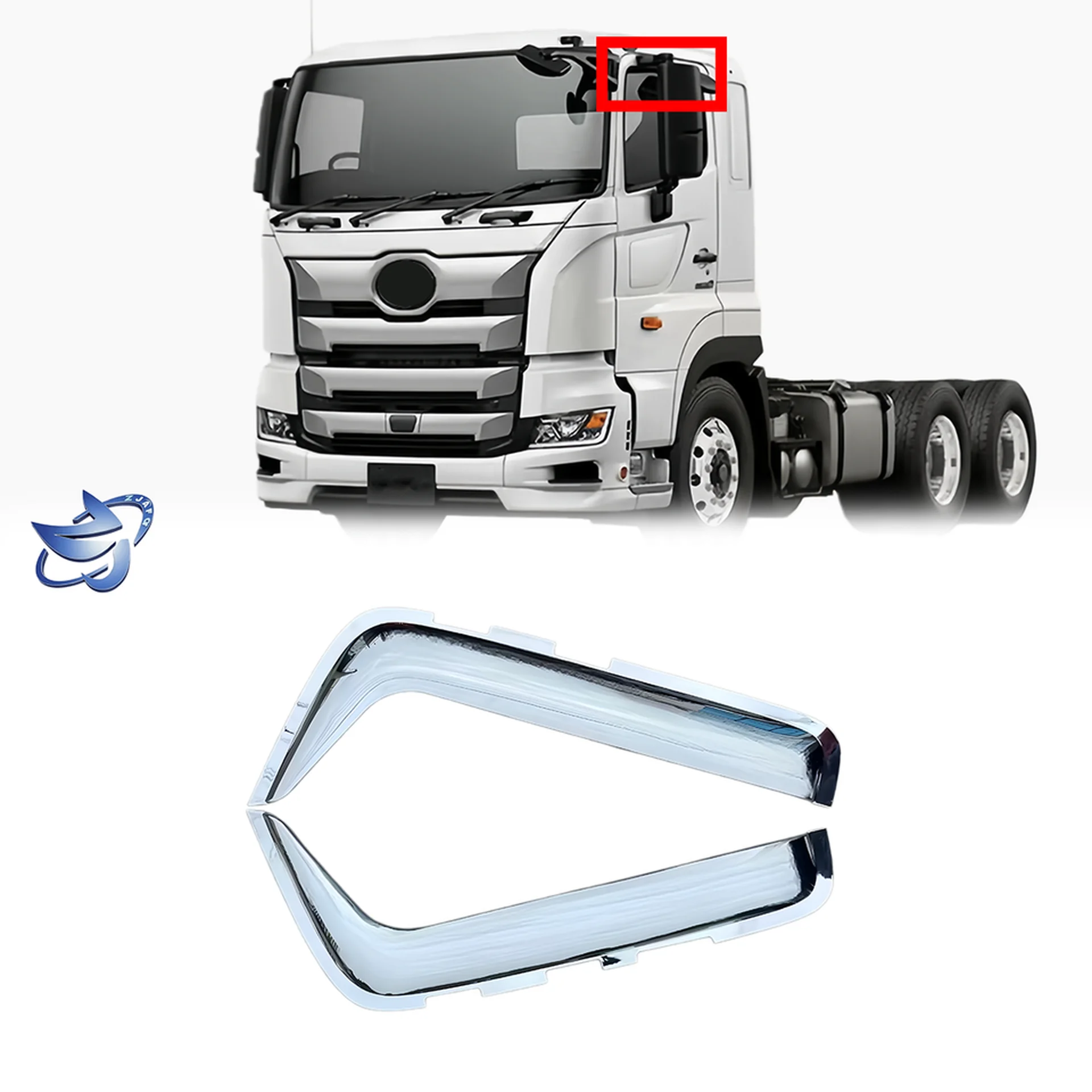 Chrome Plastic Rain Shield / Visor for Hino New Mega 700