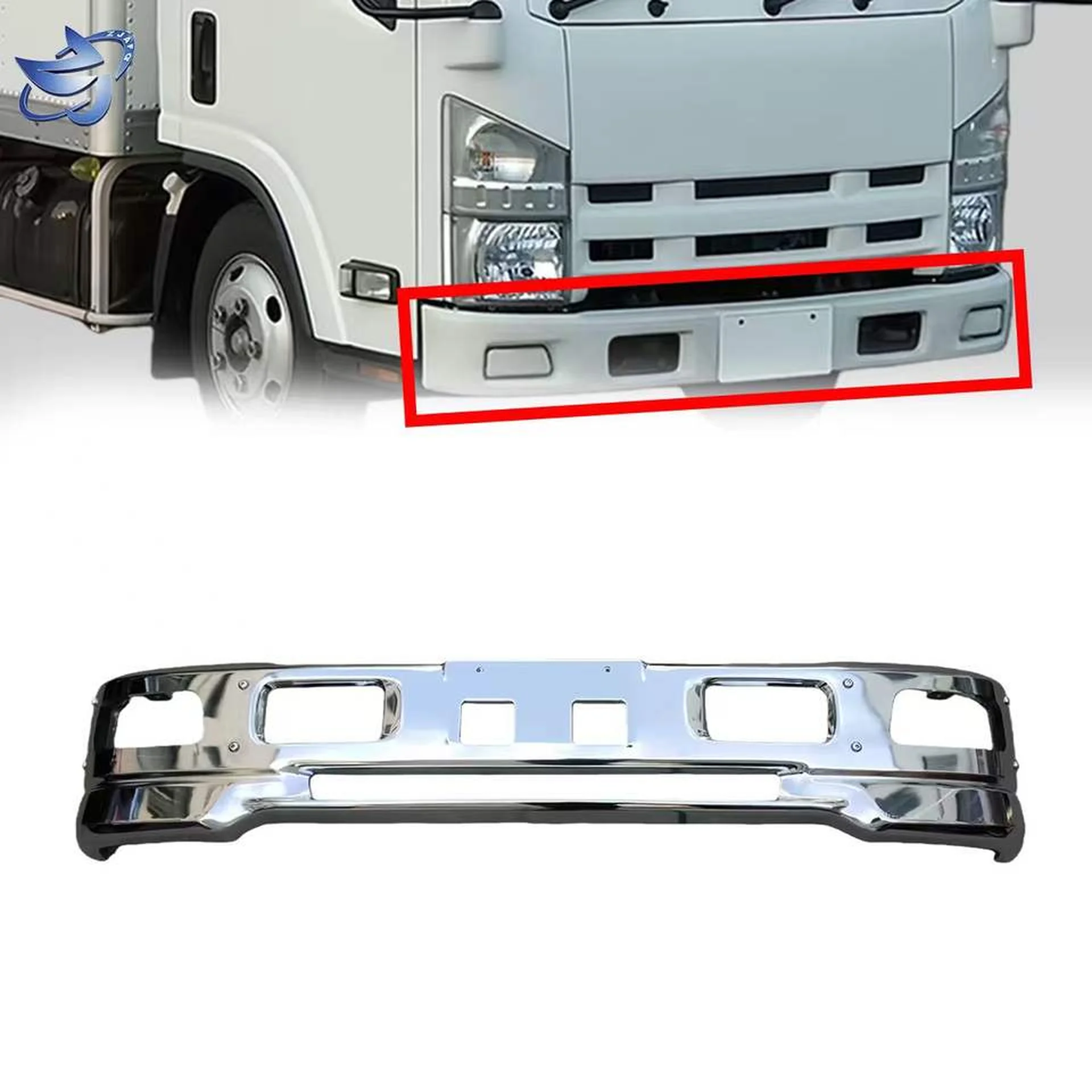 Chrome / White Metal Bumper for Isuzu NPR 700P