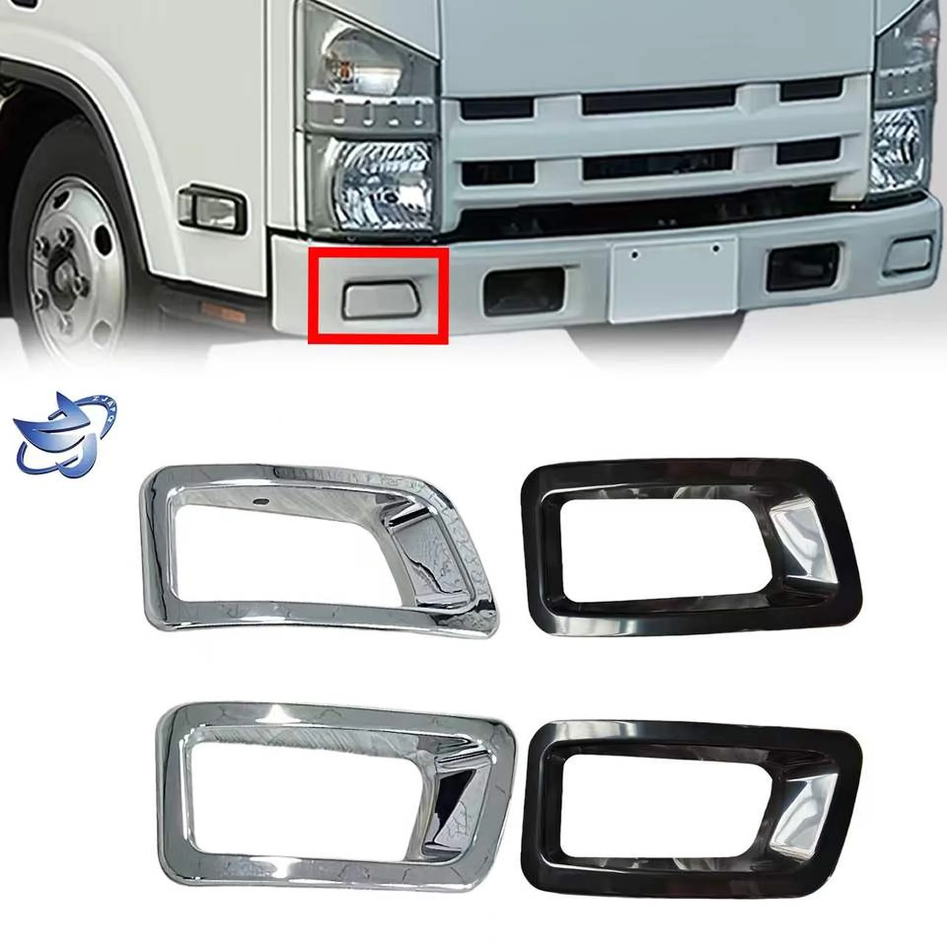 Chrome / Black Plastic Lamp Cover for Isuzu NPR 700P
