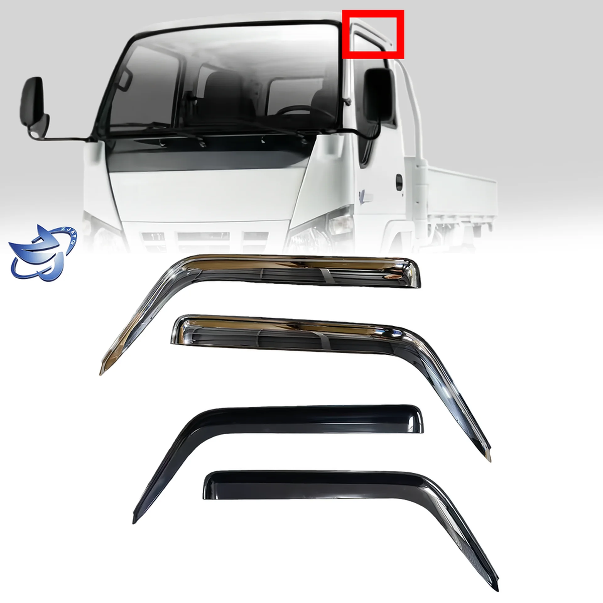 Chrome / Black Plastic Rain Shield / Visor for Isuzu NQR 600P