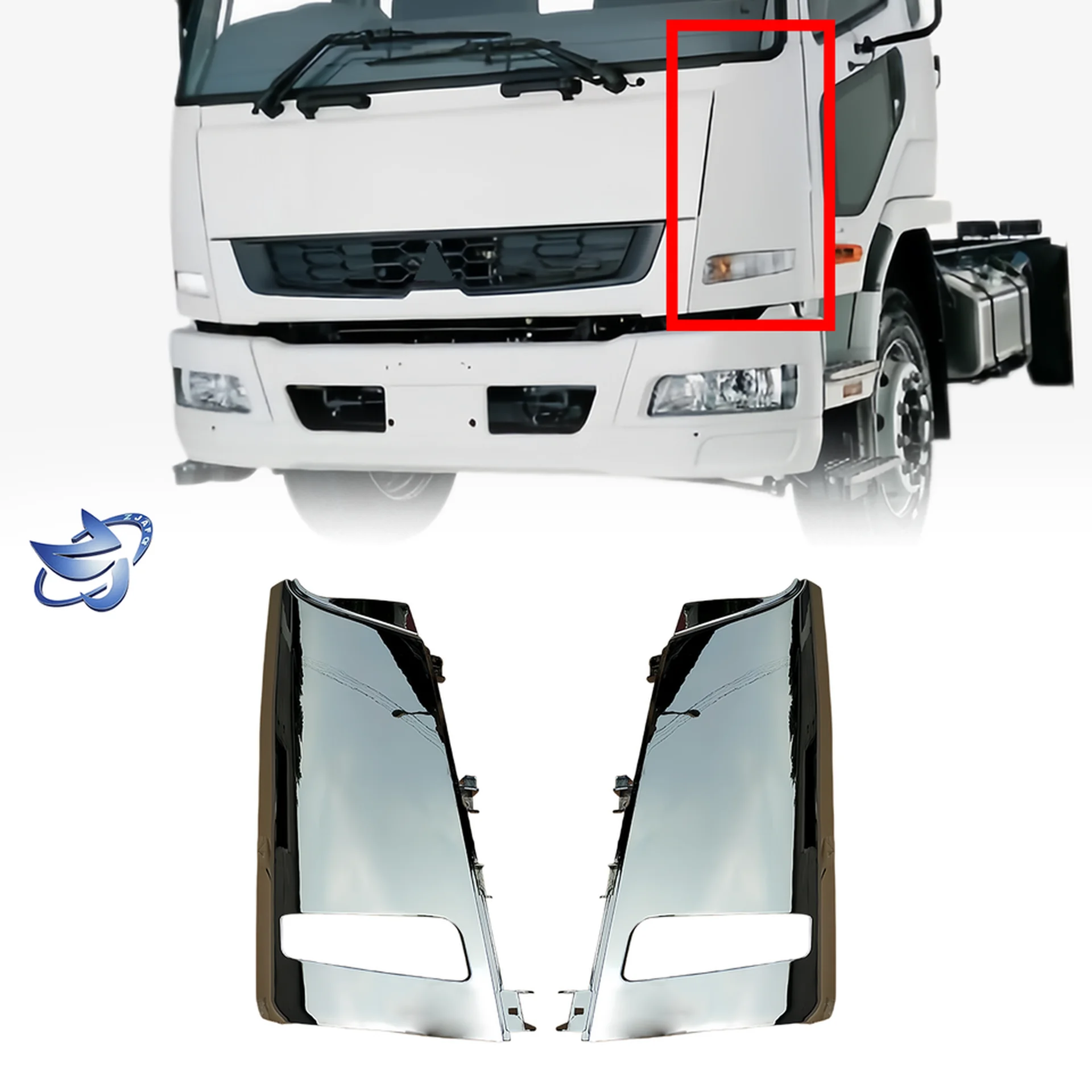 79*39CM Chrome / White Plastic Corner Panel for Mitsubishi FM1524 / FM65F