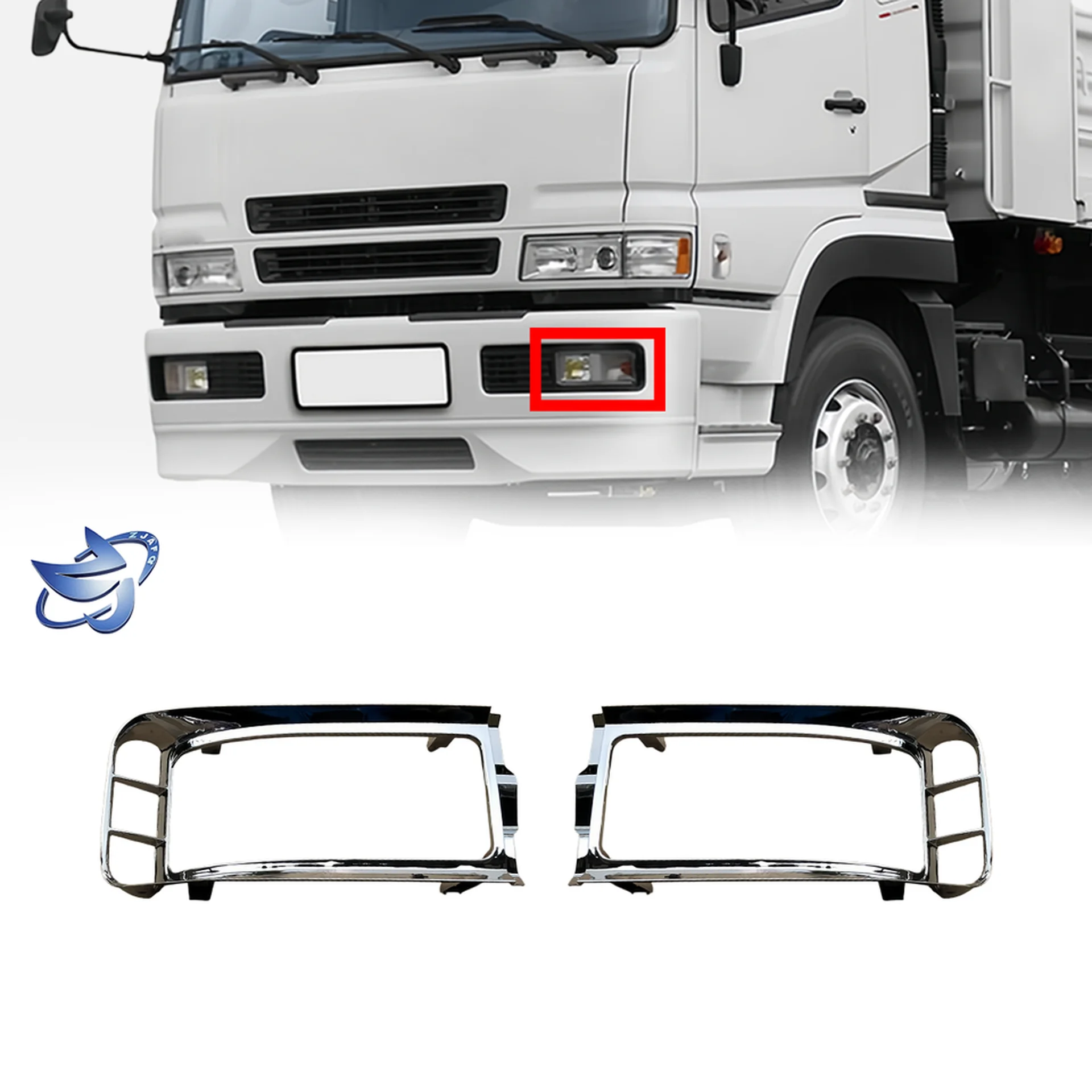 37*16CM Chrome / Black Plastic Fog Lamp for Mitsubishi Fuso F380