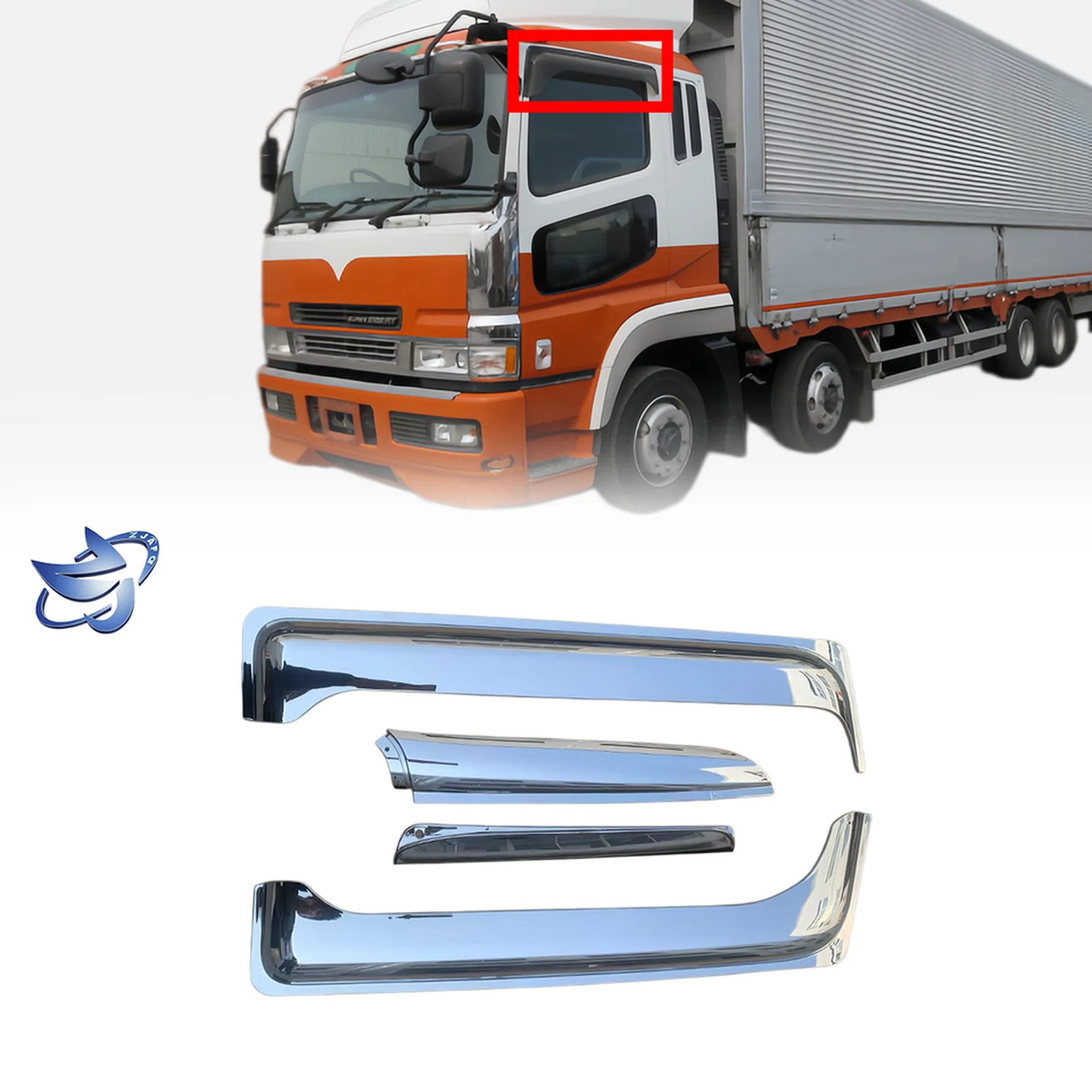 Chrome Plastic Rain Shield / Visor for Mitsubishi Fuso F380