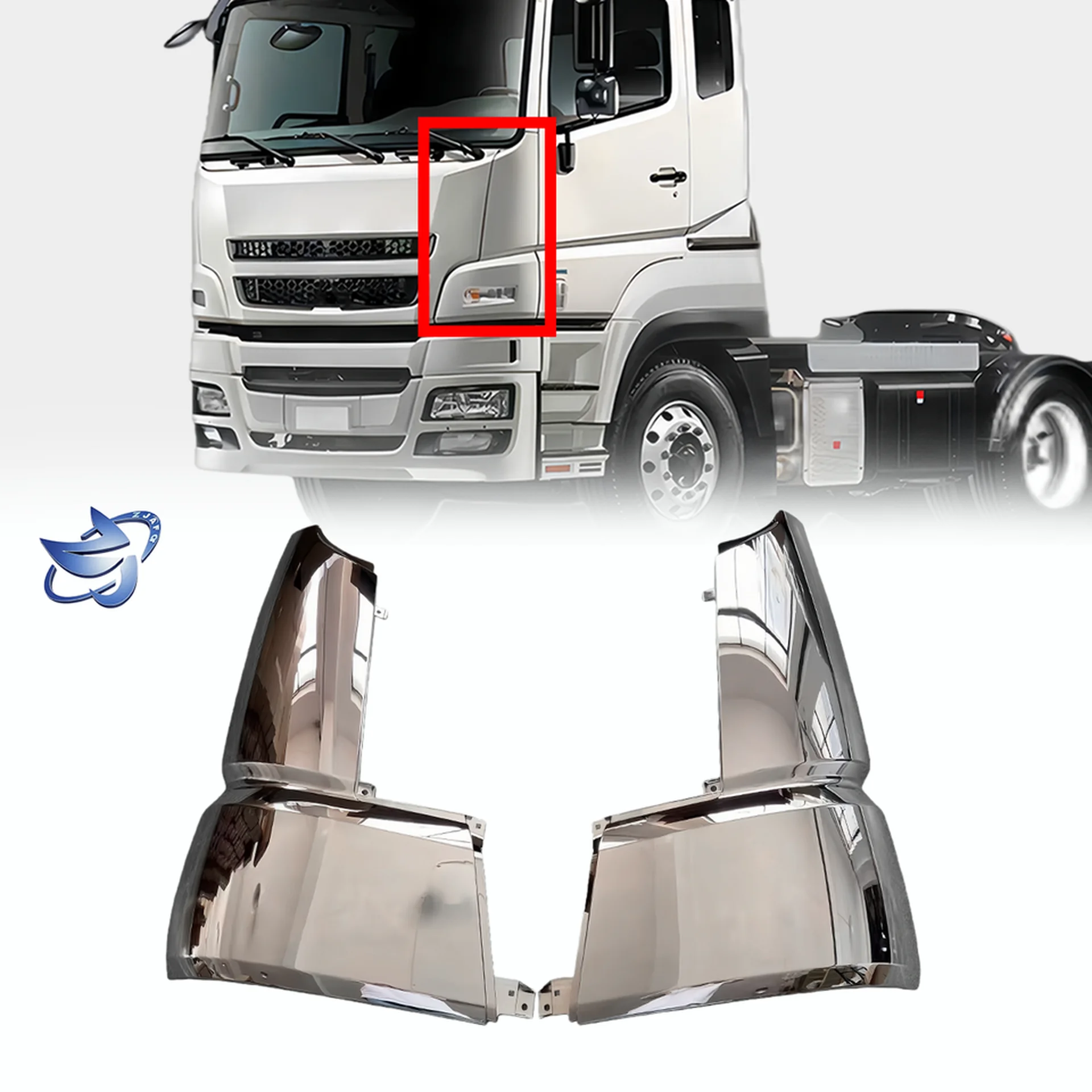 Chrome / White Plastic Corner Panel for Mitsubishi Fuso F420