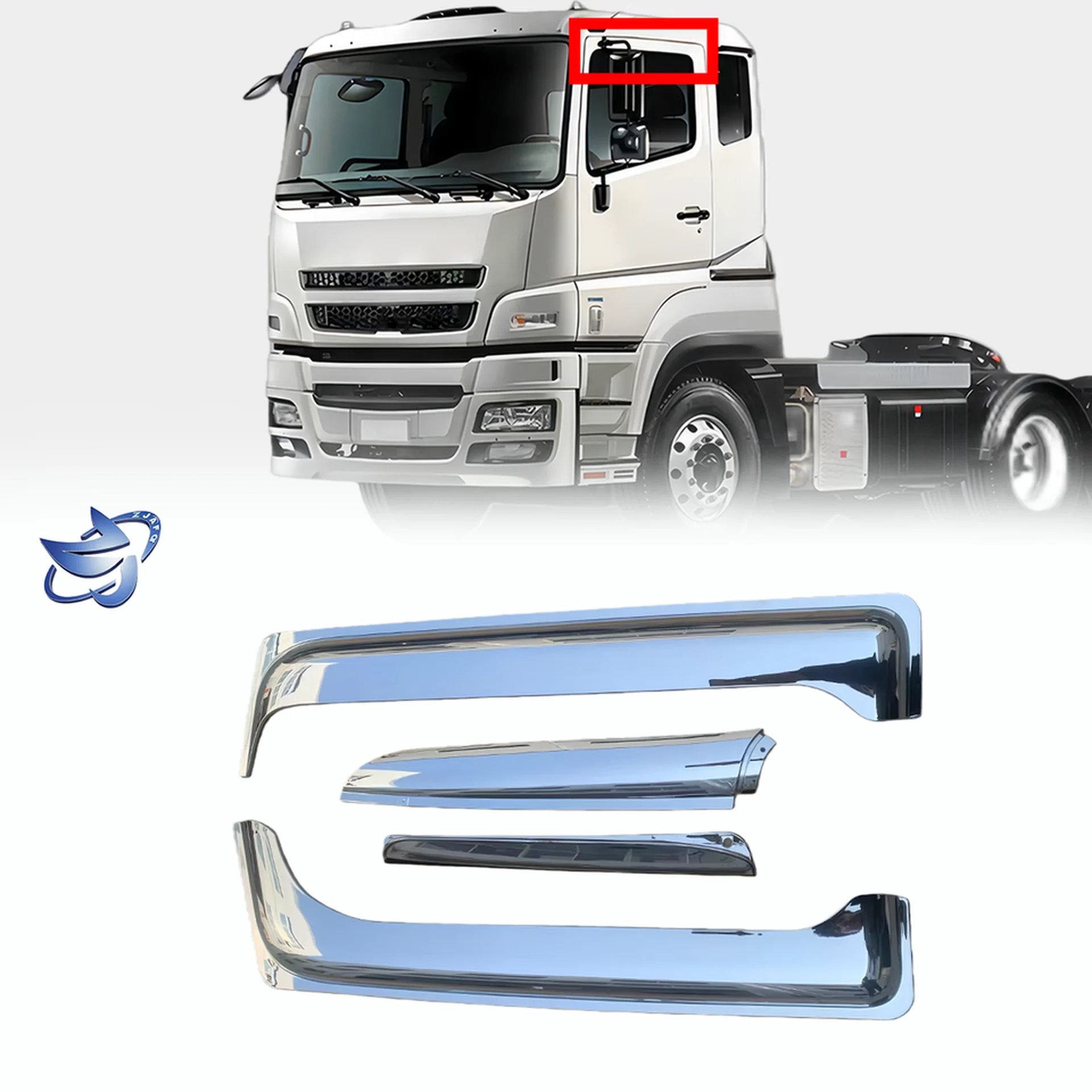 Chrome Plastic Rain Shield / Visor for Mitsubishi Fuso F420
