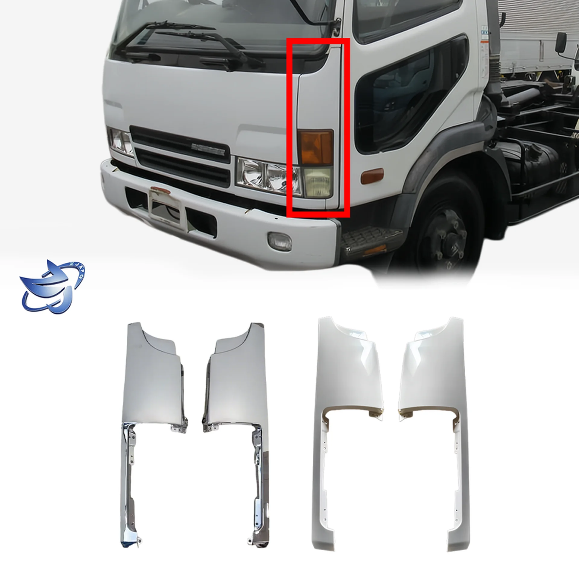 Chrome / White Plastic Corner Panel for Mitsubishi FN628 / FM618