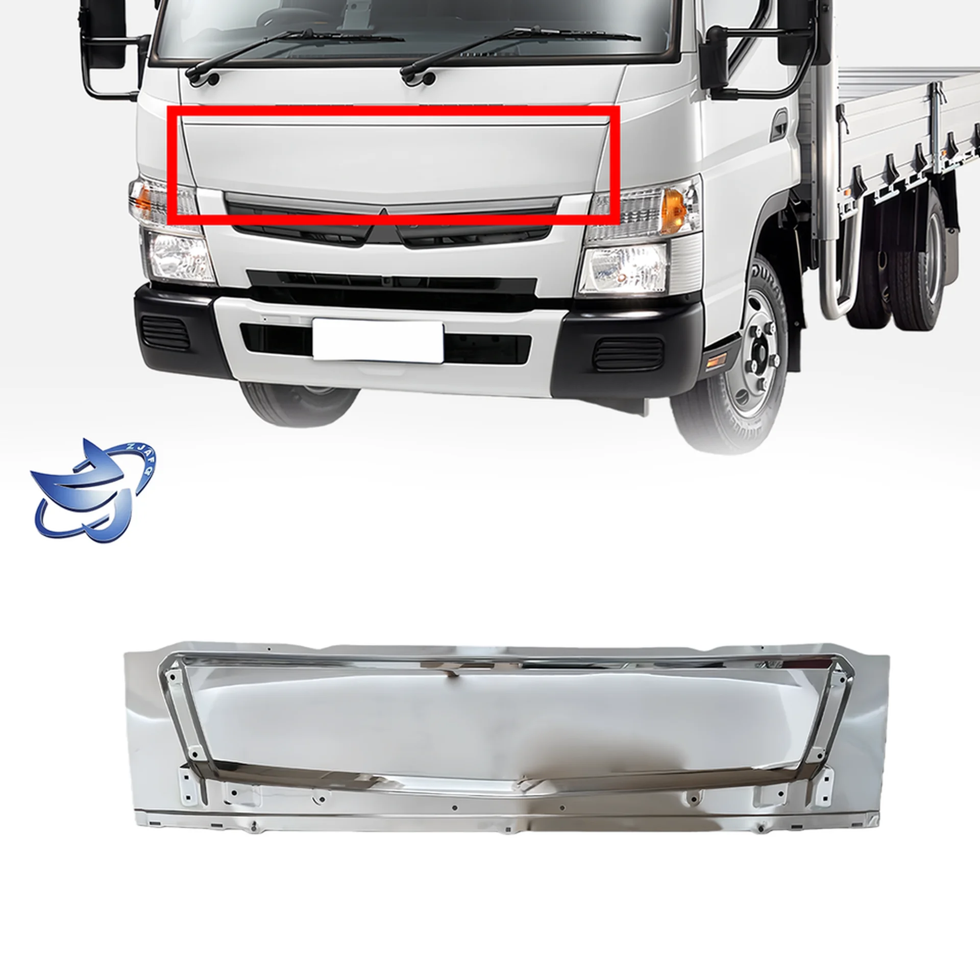 145/173CM Chrome / White Metal Front Panel / Garnish for Mitsubishi Canter 2010