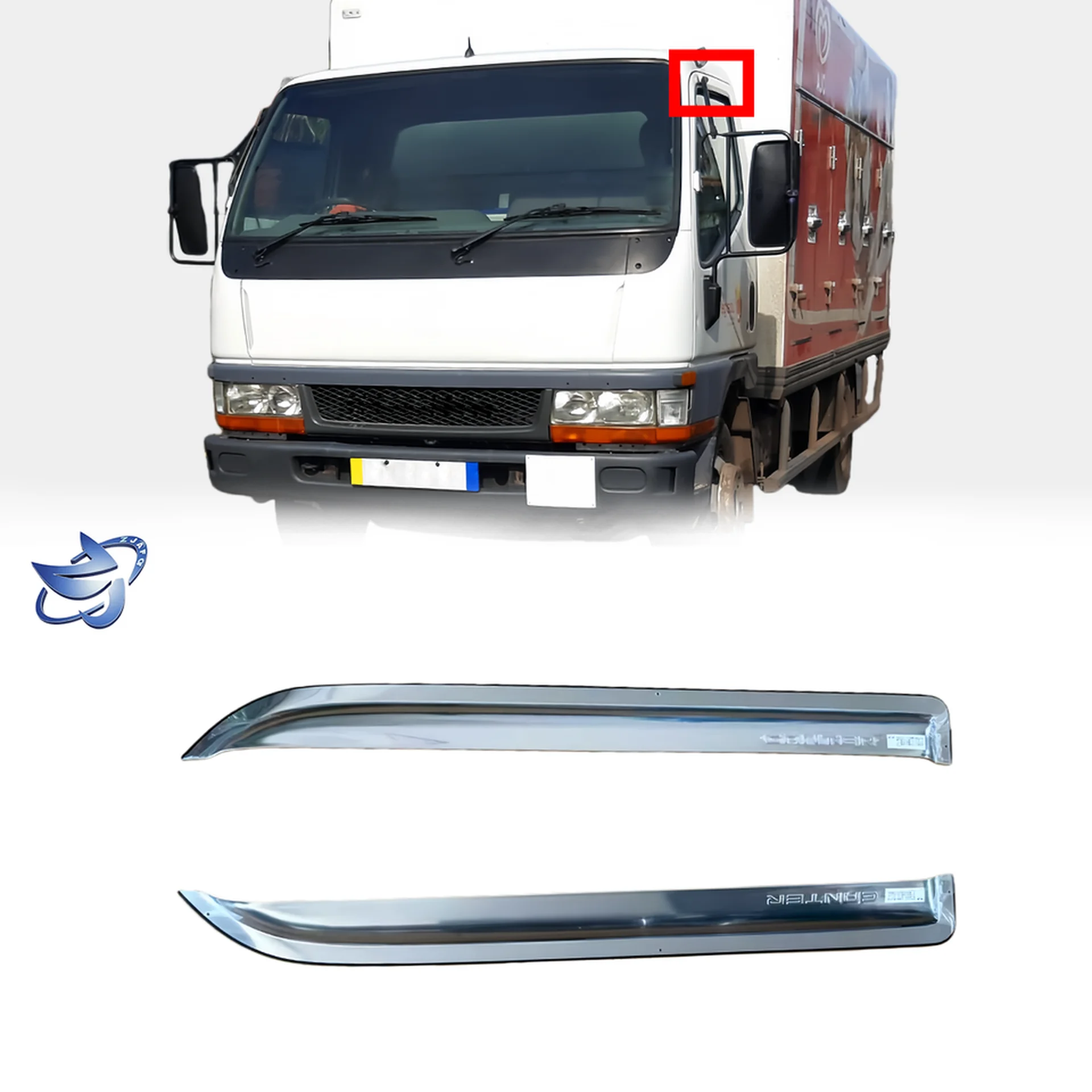 Chrome Plastic Rain Shield / Visor for Mitsubishi FE647 / FE511