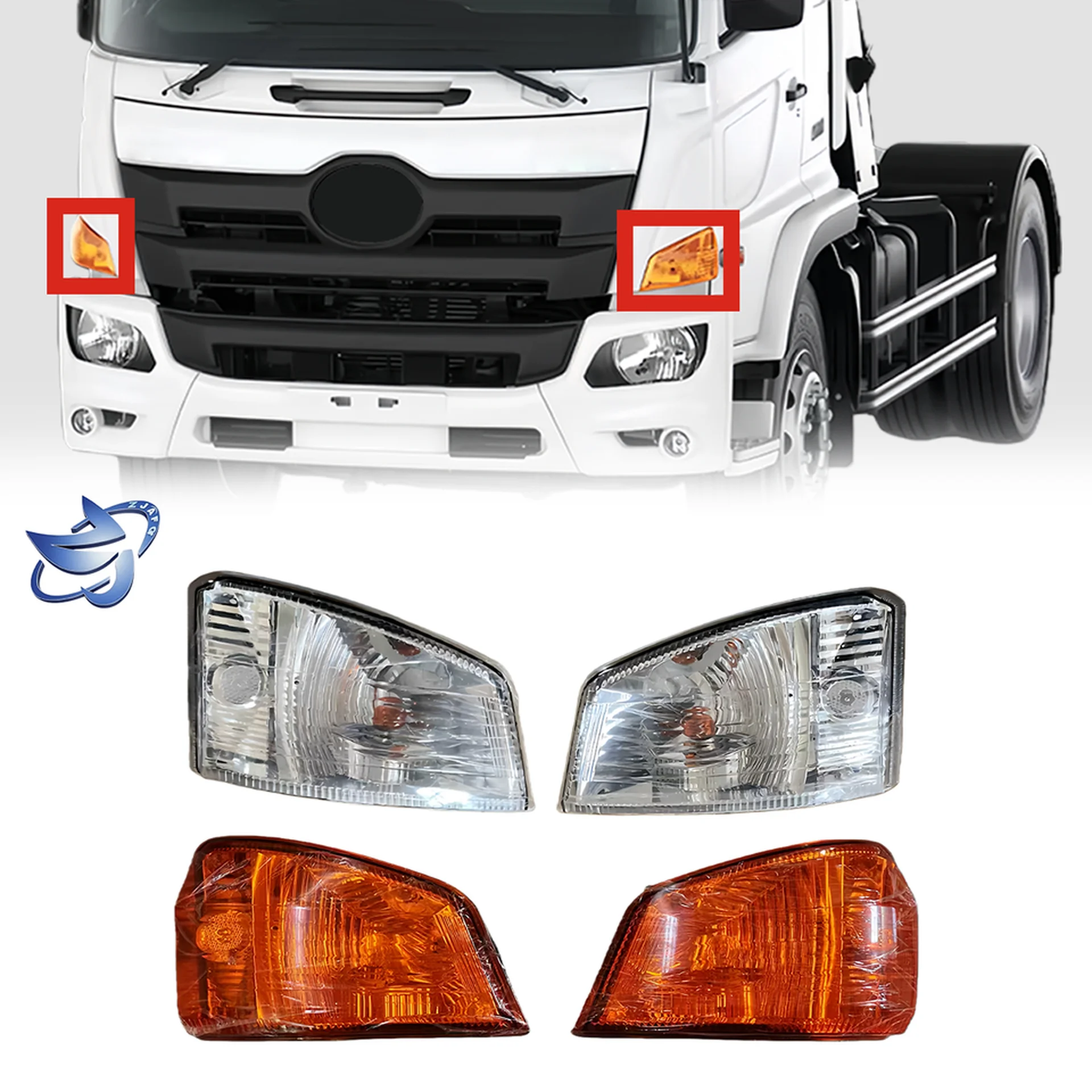 White / Yellow Plastic Corner Lamp for Hino Victor