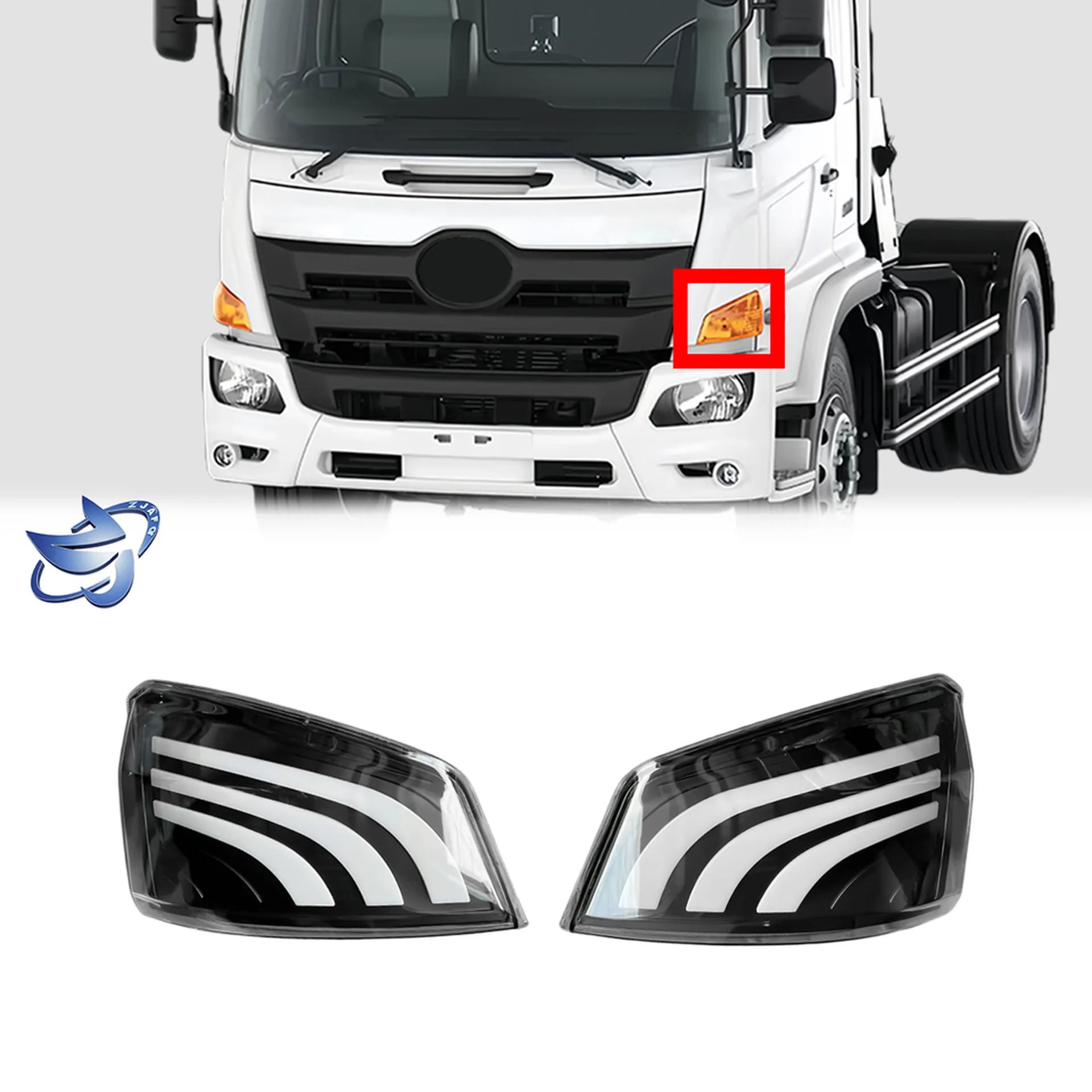 24V / 12V Black Plastic Corner Lamp for Hino Victor