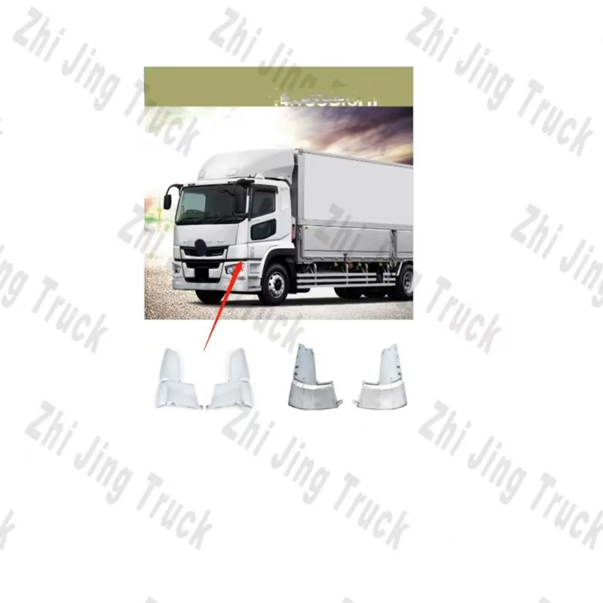 Chrome ABS Plastic / Stainless Steel Corner Panel for Mitsubishi Fuso 2017