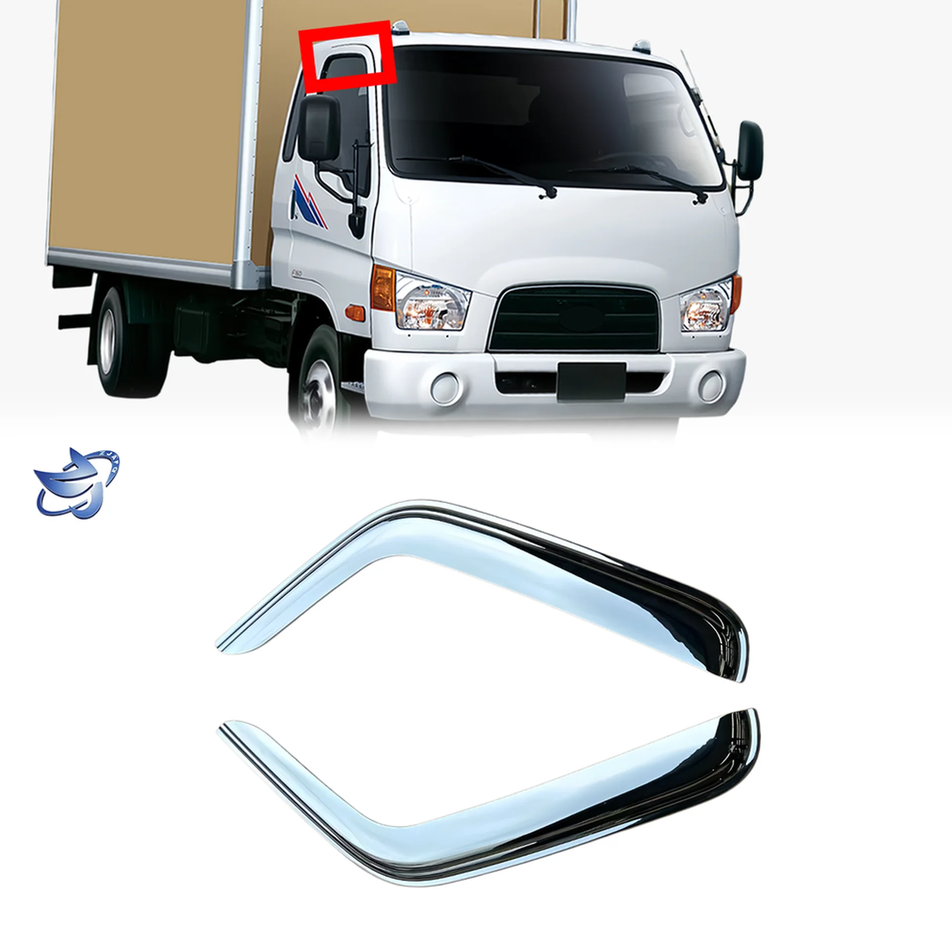 Chrome Plastic Rain Shield / Visor for Hyundai HD35 / HD65