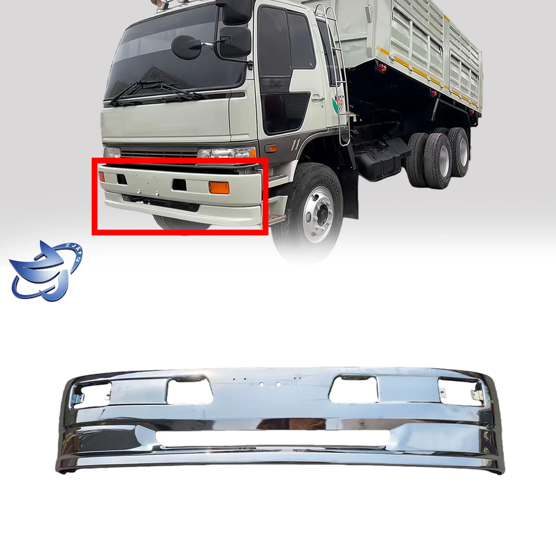 225CM Chrome / White Metal Bumper for Hino FM3M / FM2K