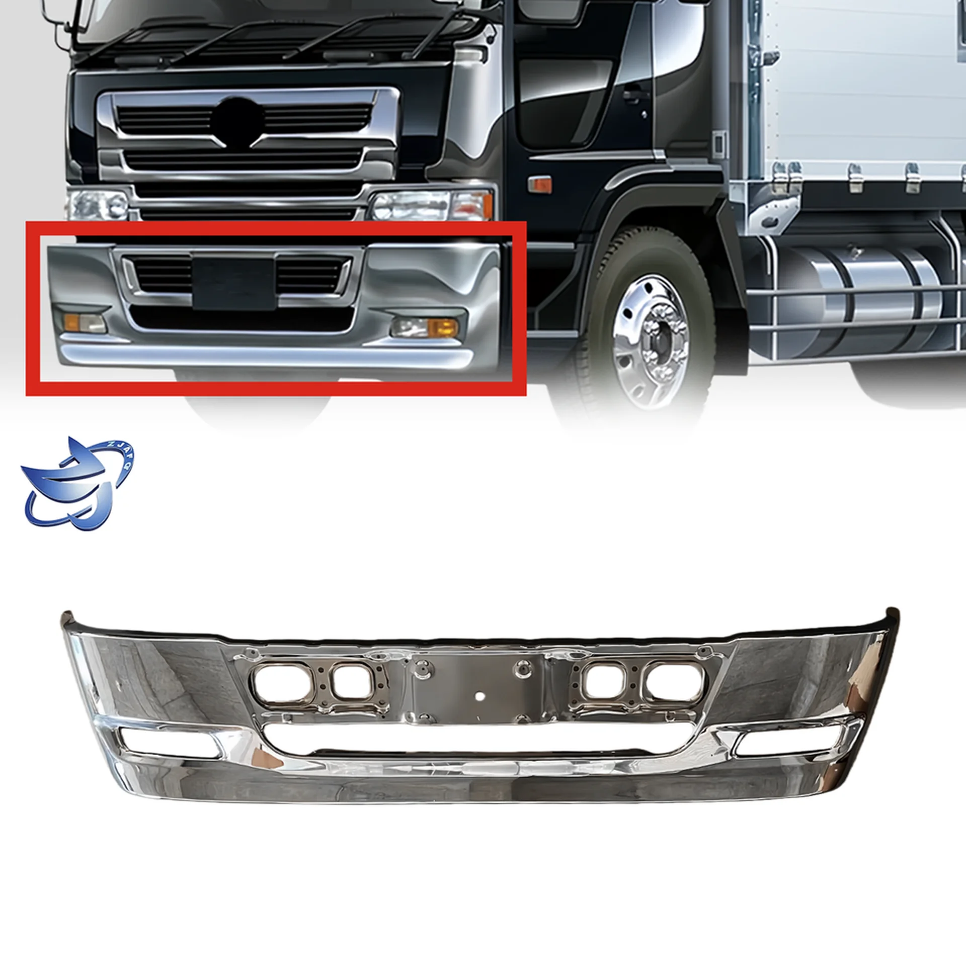 240CM Chrome / White Metal Bumper for Hino