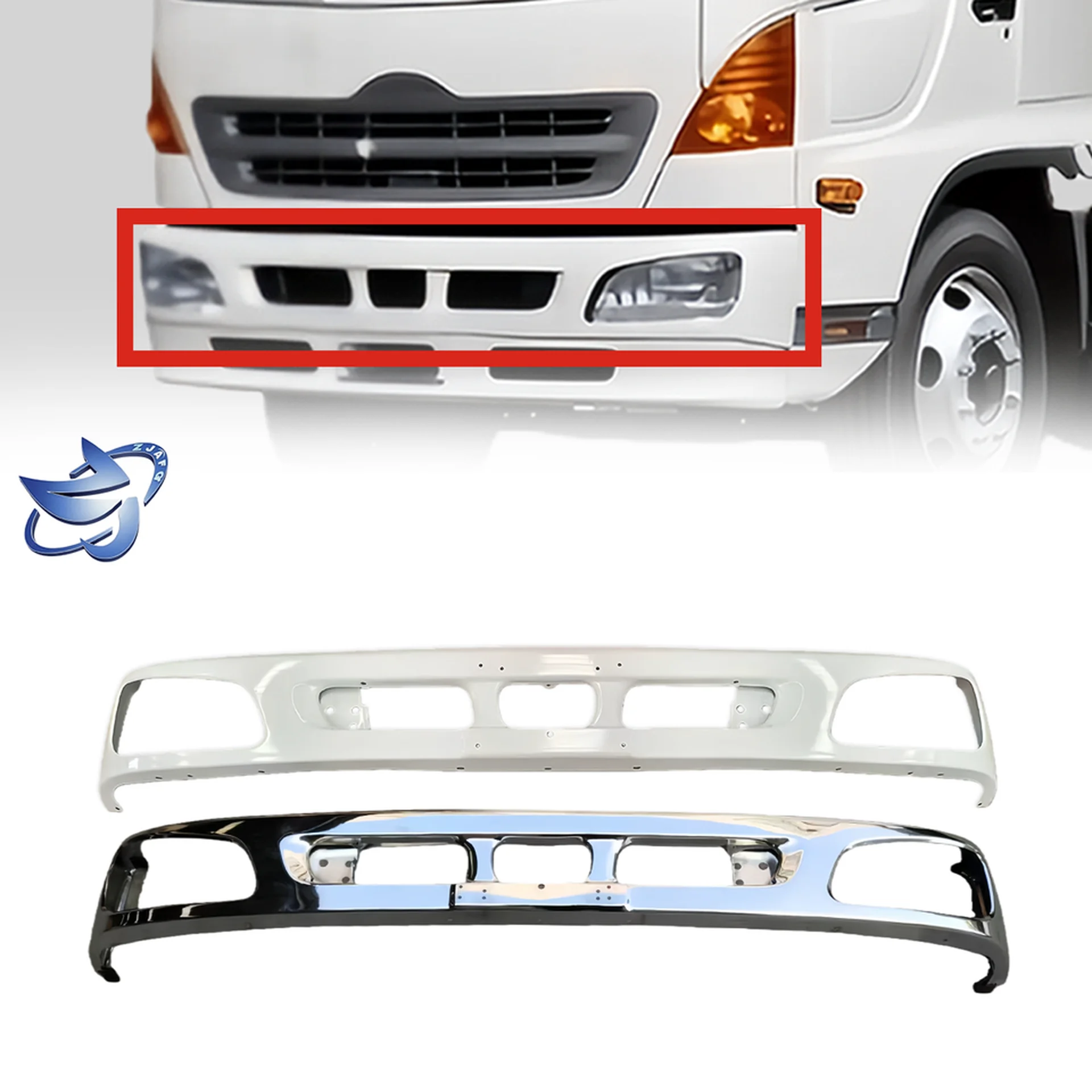 195CM Chrome / White Metal / Iron Bumper for Hino