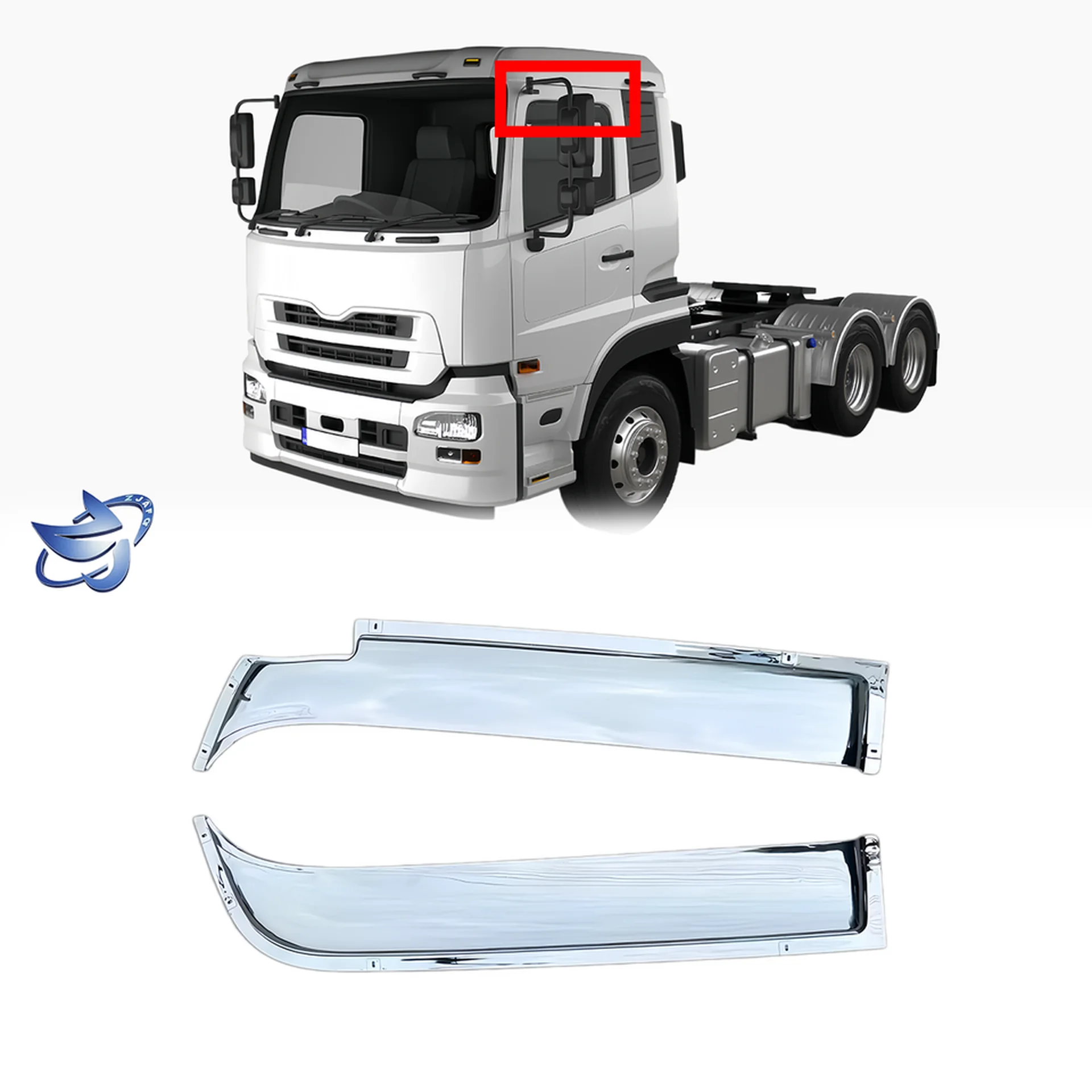 Chrome / Black Plastic Rain Shield / Visor for Nissan