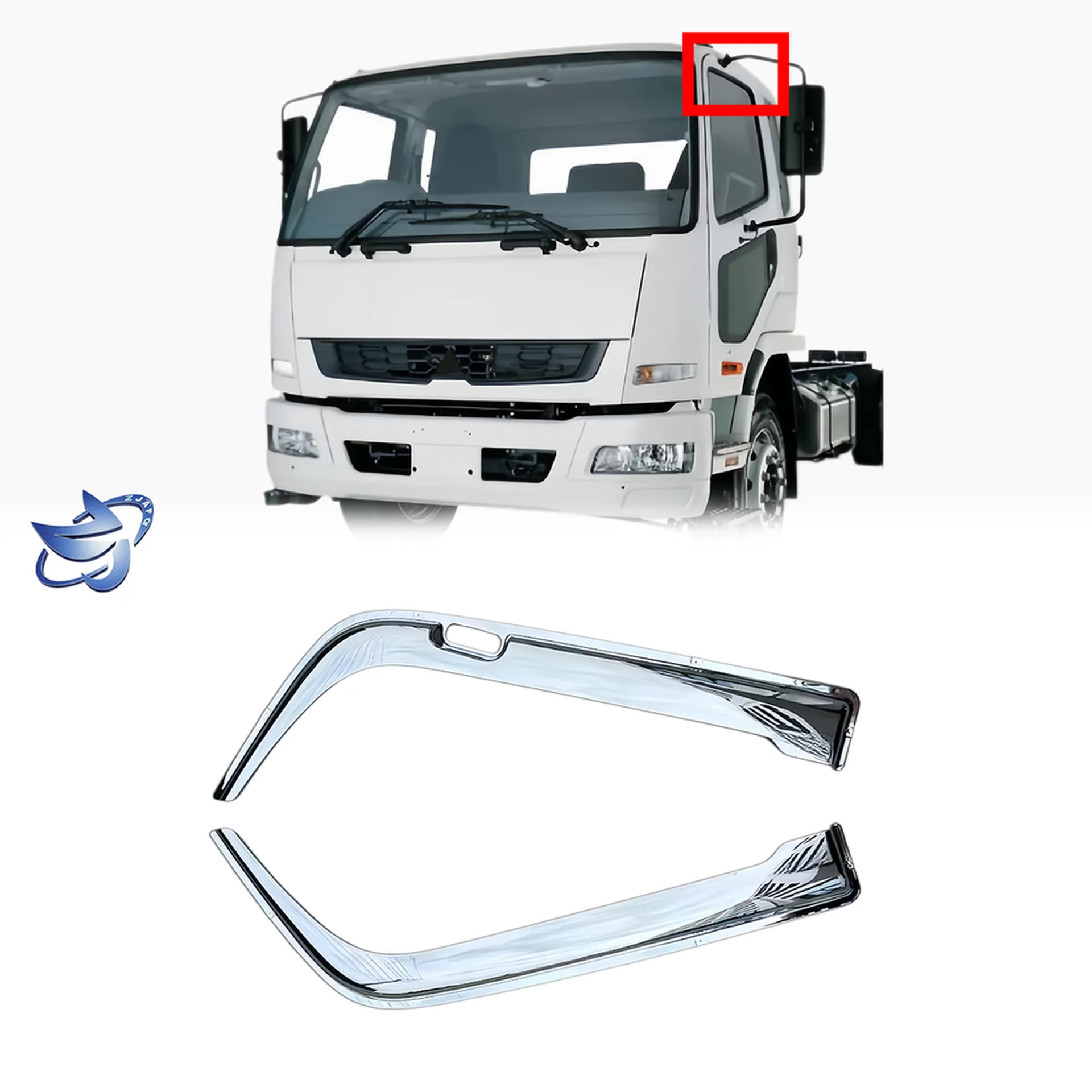Chrome Plastic Rain Shield / Visor for Mitsubishi FM1524 / FM65F