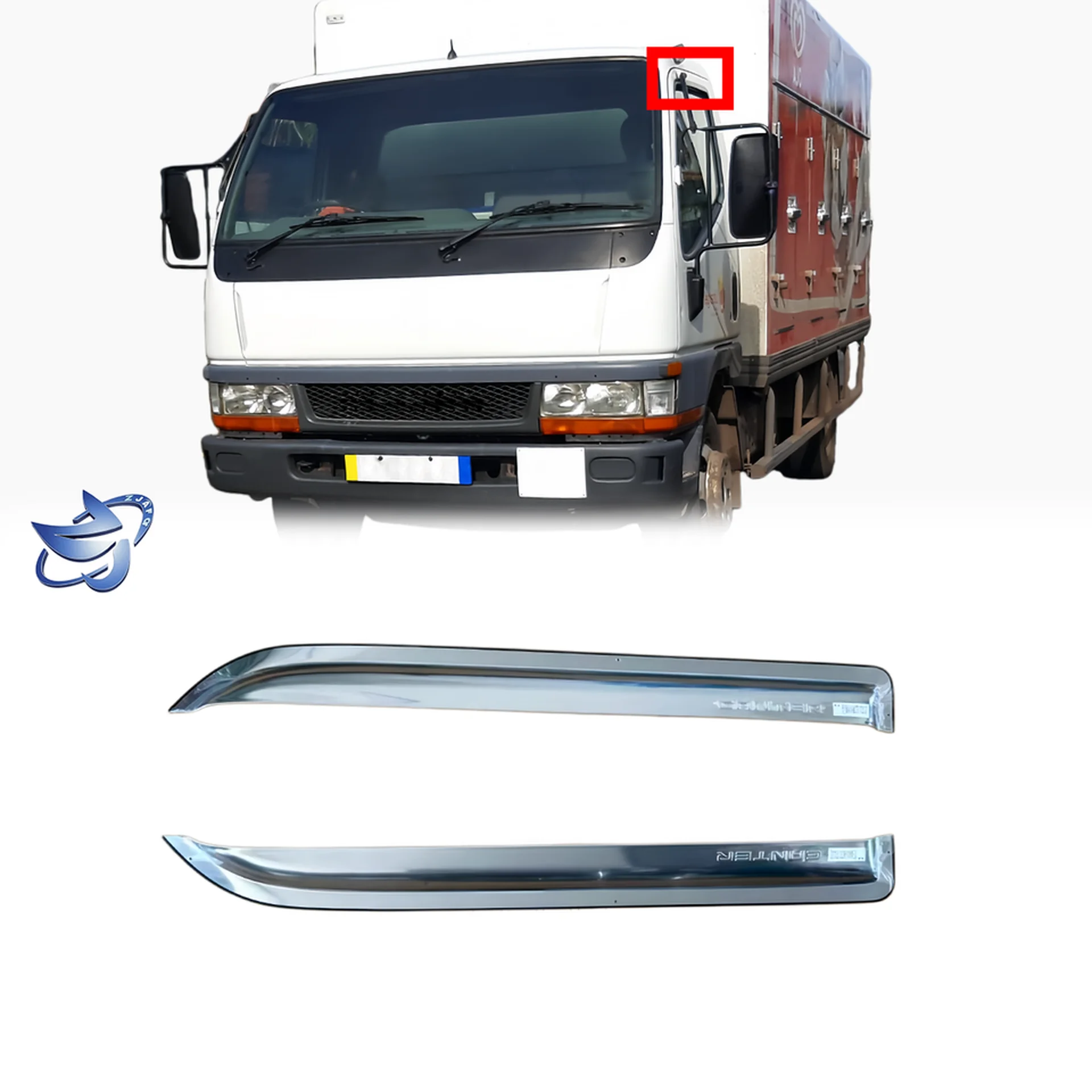 Chrome / Black Plastic Rain Shield / Visor for Mitsubishi FE647 / FE511