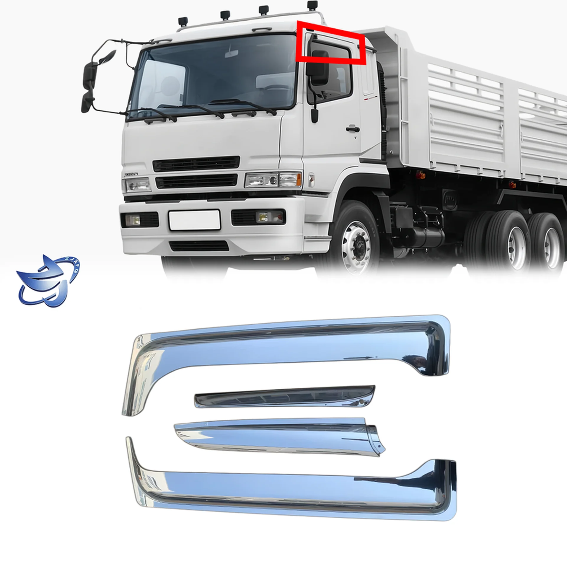 Chrome Plastic Rain Shield / Visor for Mitsubishi Fuso F380