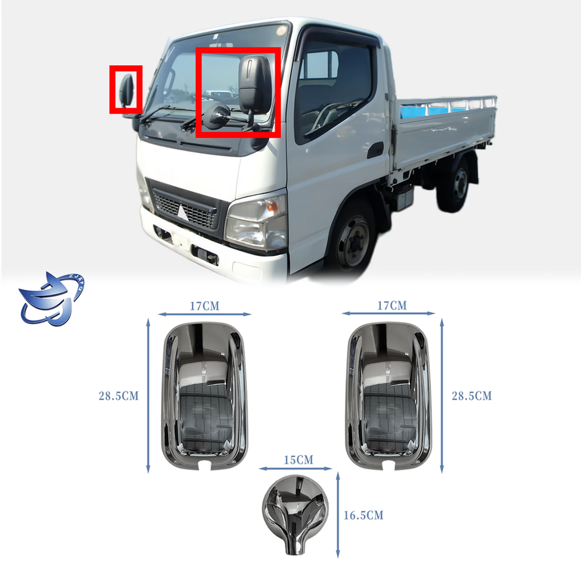Chrome Plastic Mirror / Mirror Cover for Mitsubishi Canter 2007
