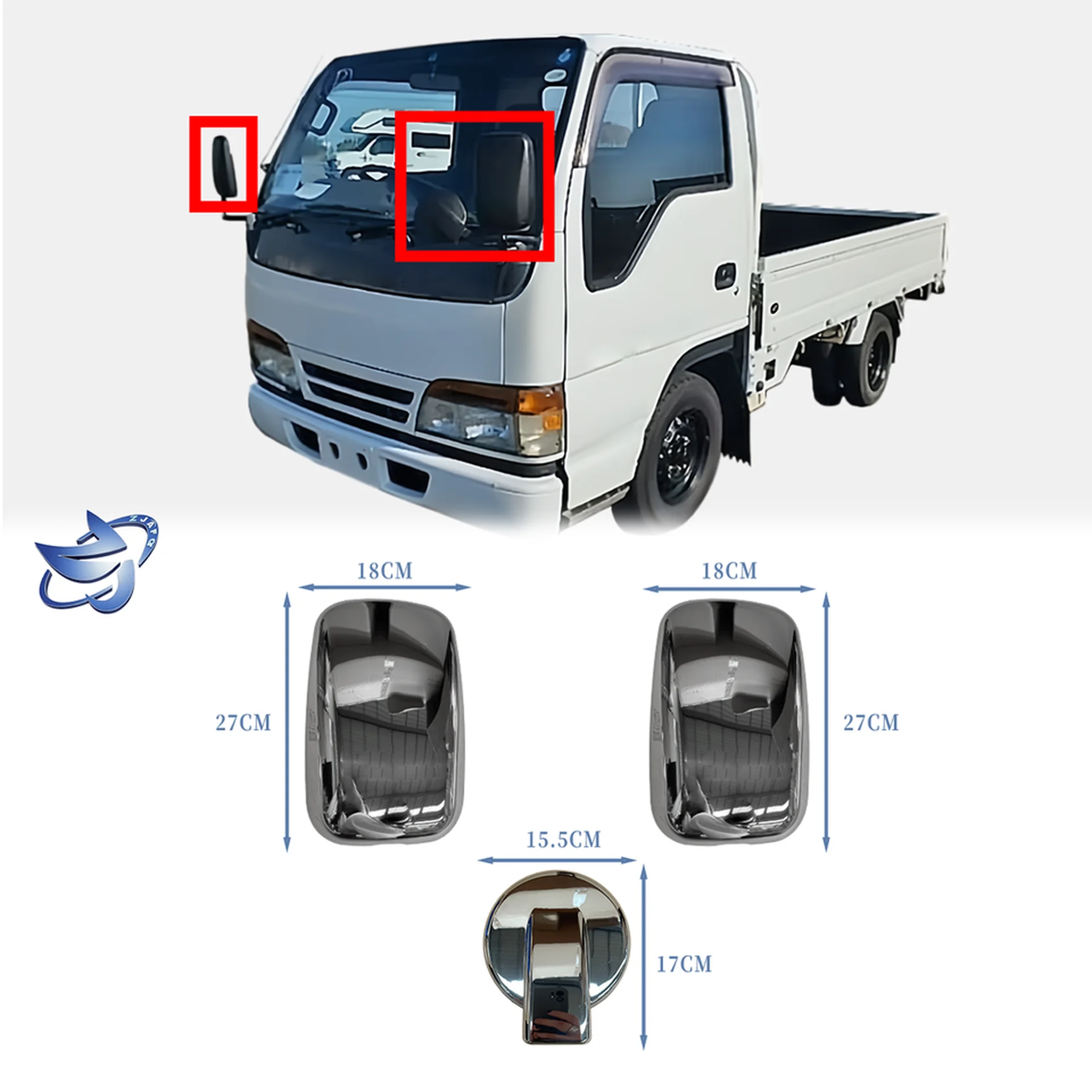 Chrome Plastic Mirror / Mirror Cover for Isuzu NPR 100P