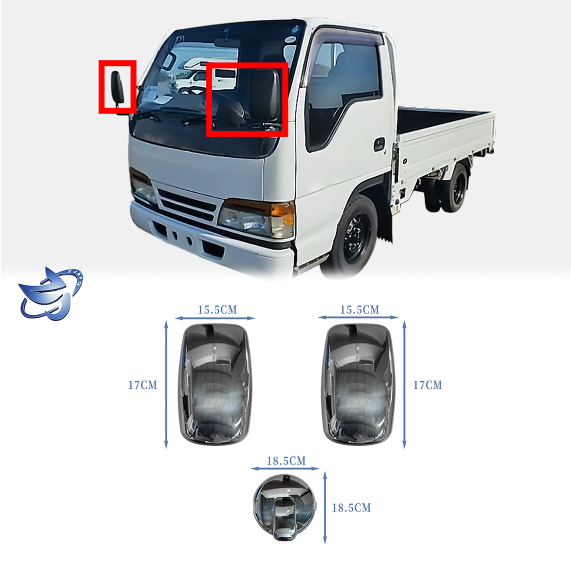 Chrome Plastic Mirror / Mirror Cover for Isuzu NPR 100P