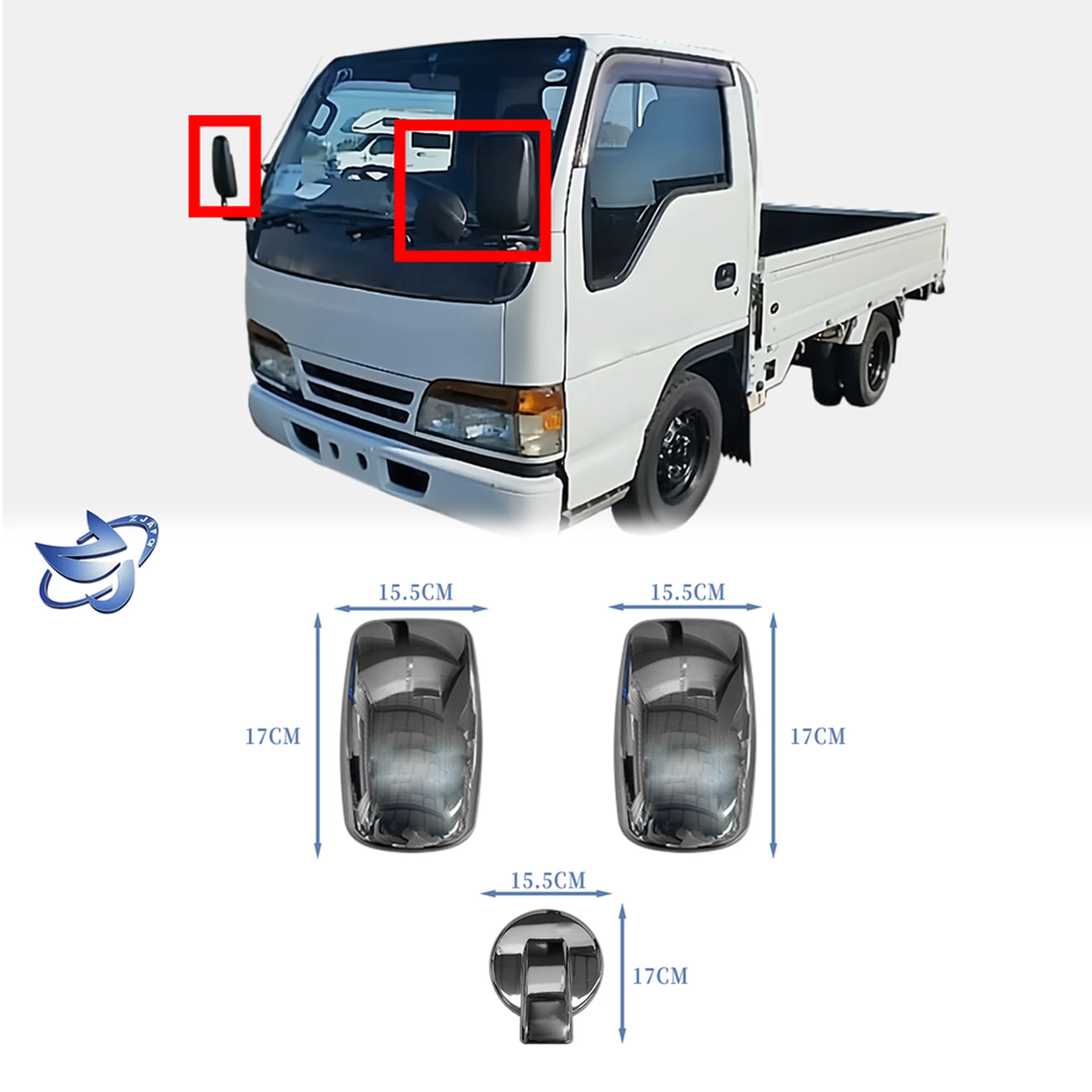 Chrome Plastic Mirror / Mirror Cover for Isuzu NPR 100P