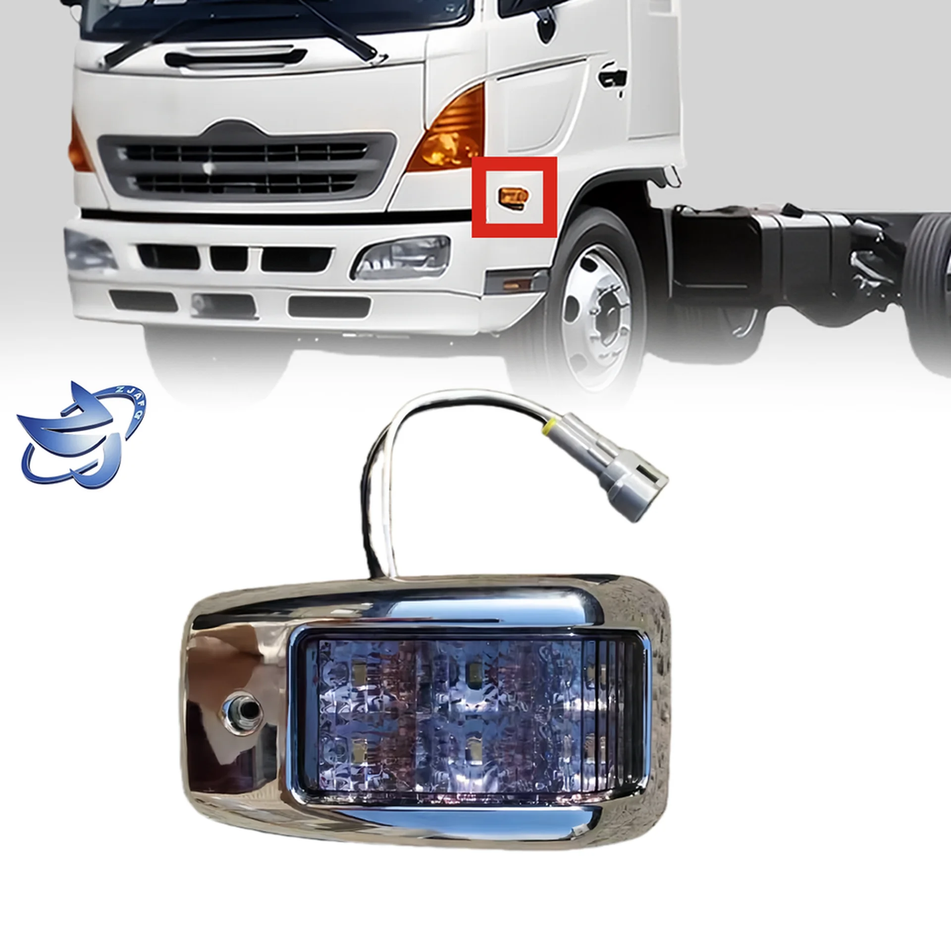 Chrome / White Plastic Side Marker Lamp for Hino Mega 500