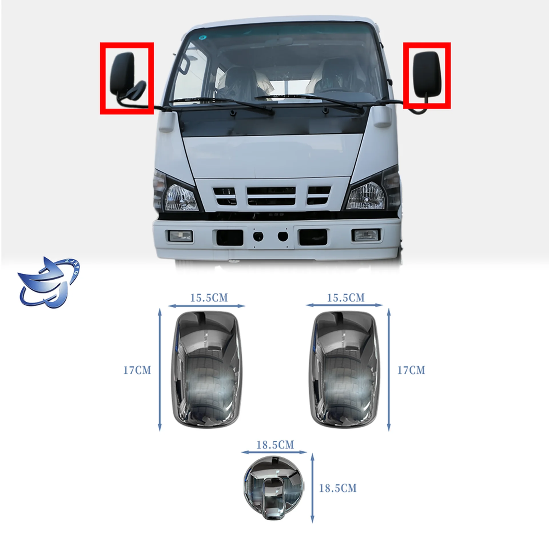 Chrome Plastic Mirror / Mirror Cover for Isuzu NQR 600P