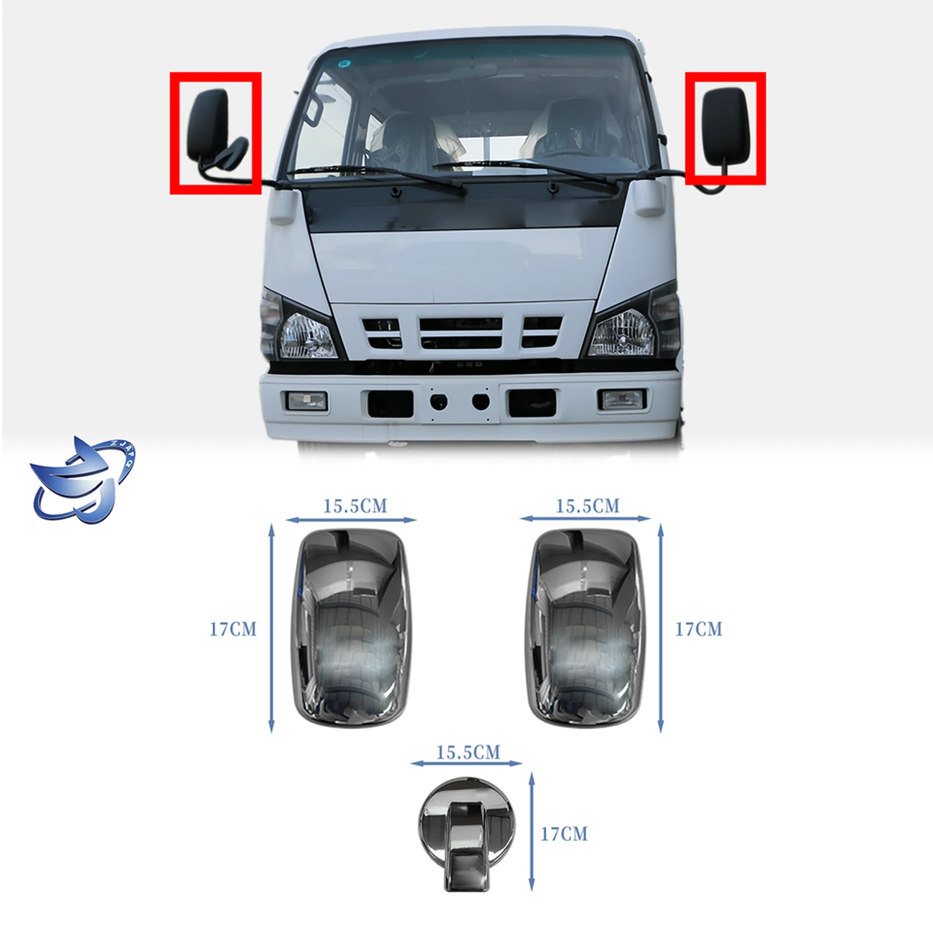 Chrome Plastic Mirror / Mirror Cover for Isuzu NQR 600P