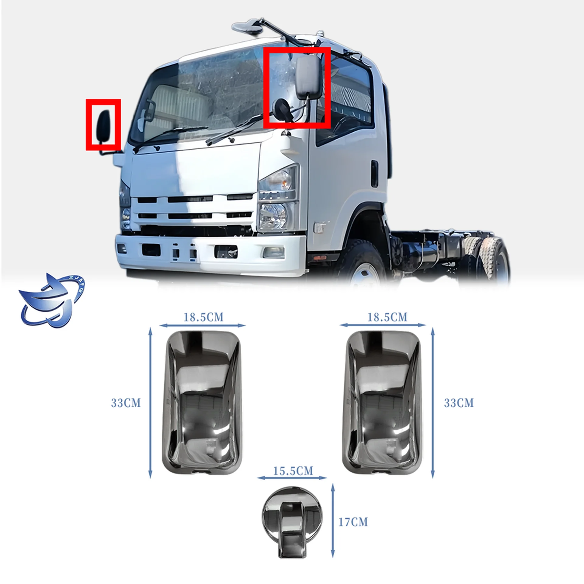 Chrome Plastic Mirror / Mirror Cover for Isuzu NPR 700P