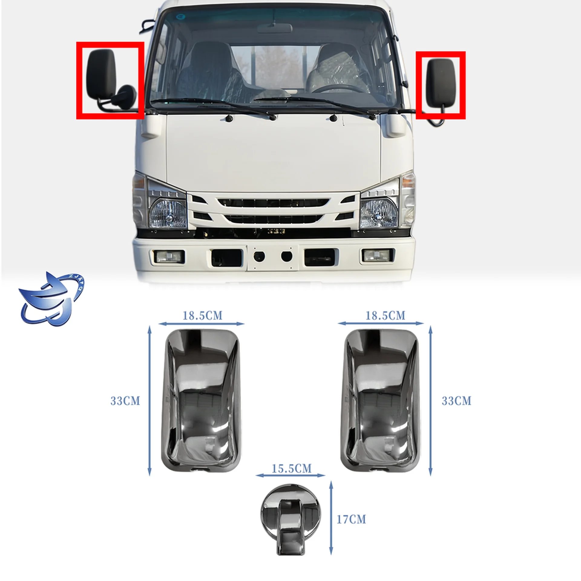 Chrome Plastic Mirror / Mirror Cover for Isuzu NPR 100P